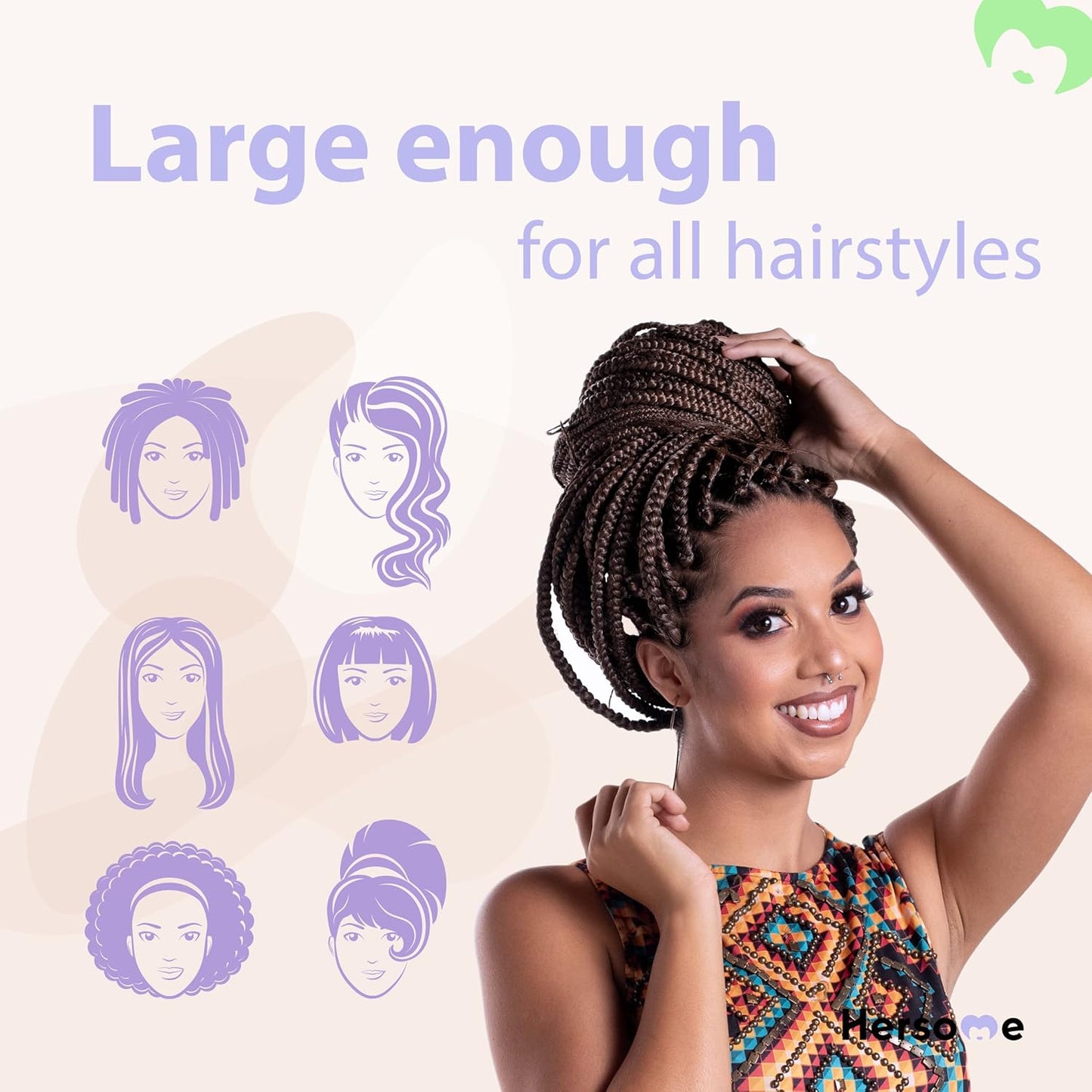 Premium Shower Cap for Women with Long Hair. Reusable, 100% Waterproof, Double-Sided, Great For Curls with Anti-Frizz Fabric terry-lined. Black shower caps for women