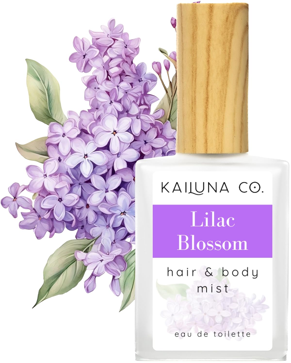 Lilac Blossom Natural Hair & Body Mist Spray, Pure Essential and Fragrance Oils, Alcohol-Free, Handmade in California, 0.5Fl Oz