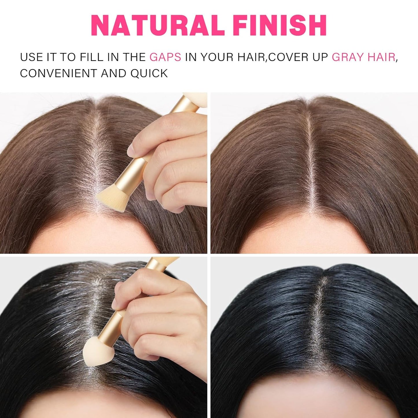 Dual-Ended Hair Makeup Brush, Precision Hairline Powder Brush With Sponge Tip - Seamless Blending - Root Touch Up And Hair Contour Brush (Skin Tone, 4.7 Inch)