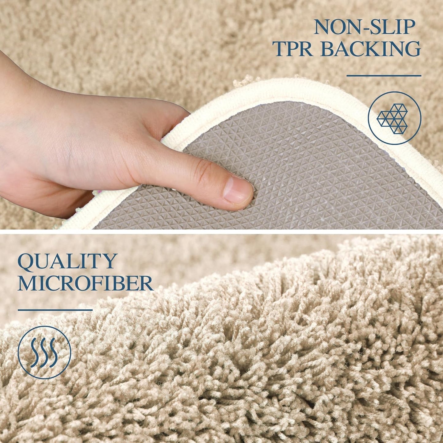 Walensee Bath Rug Non Slip Bathroom Mat (20 x 32, Beige) Water Absorbent Soft Shaggy Bathroom Rug Machine Washable Bath Mat Thick Plush Shower Mat