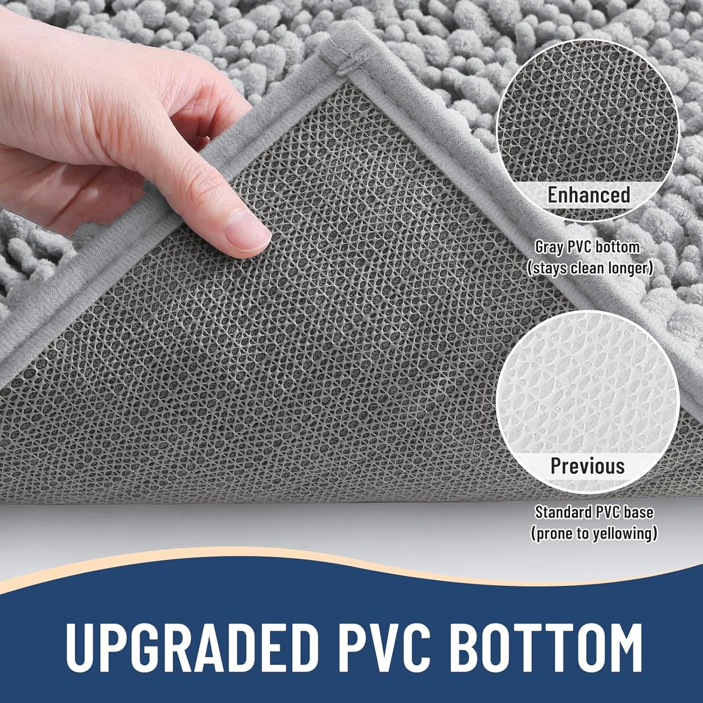 Arotive Luxury Chenille Toilet Rugs U-Shaped, Extra Soft Thick Absorbent Bathroom Mat, Non-Slip Shaggy Plush Contour Rugs, Machine Wash Dry Bath Mat for Toilet Base, 24x20, Light Grey