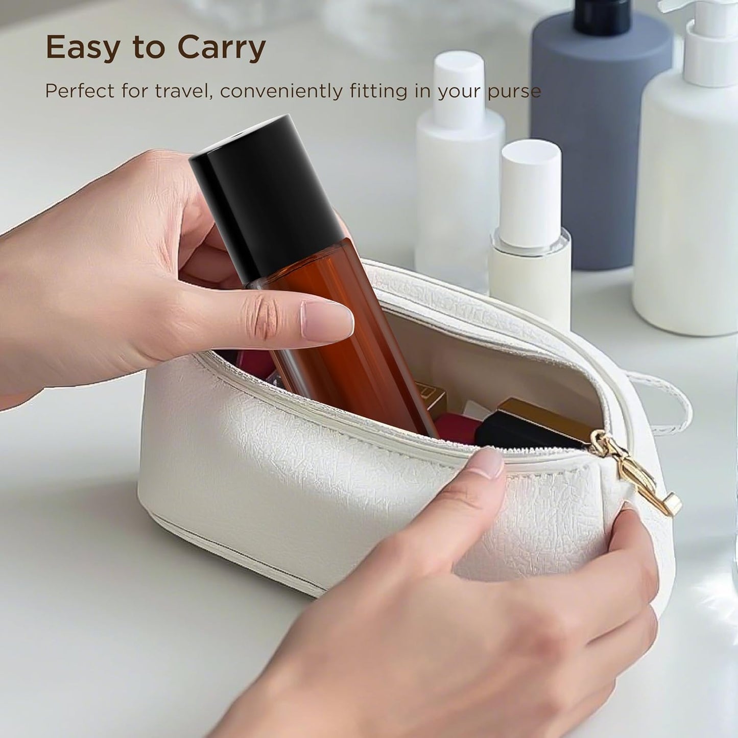 Essential Oil Roller Bottles, 2PCS (50ml/30ml) Thick Glass Perfume Roller Bottles with Funnel and Dropper Glass Empty Bottles Beauty and Personal Care Tools for Fragrance (Amber, 50ML)