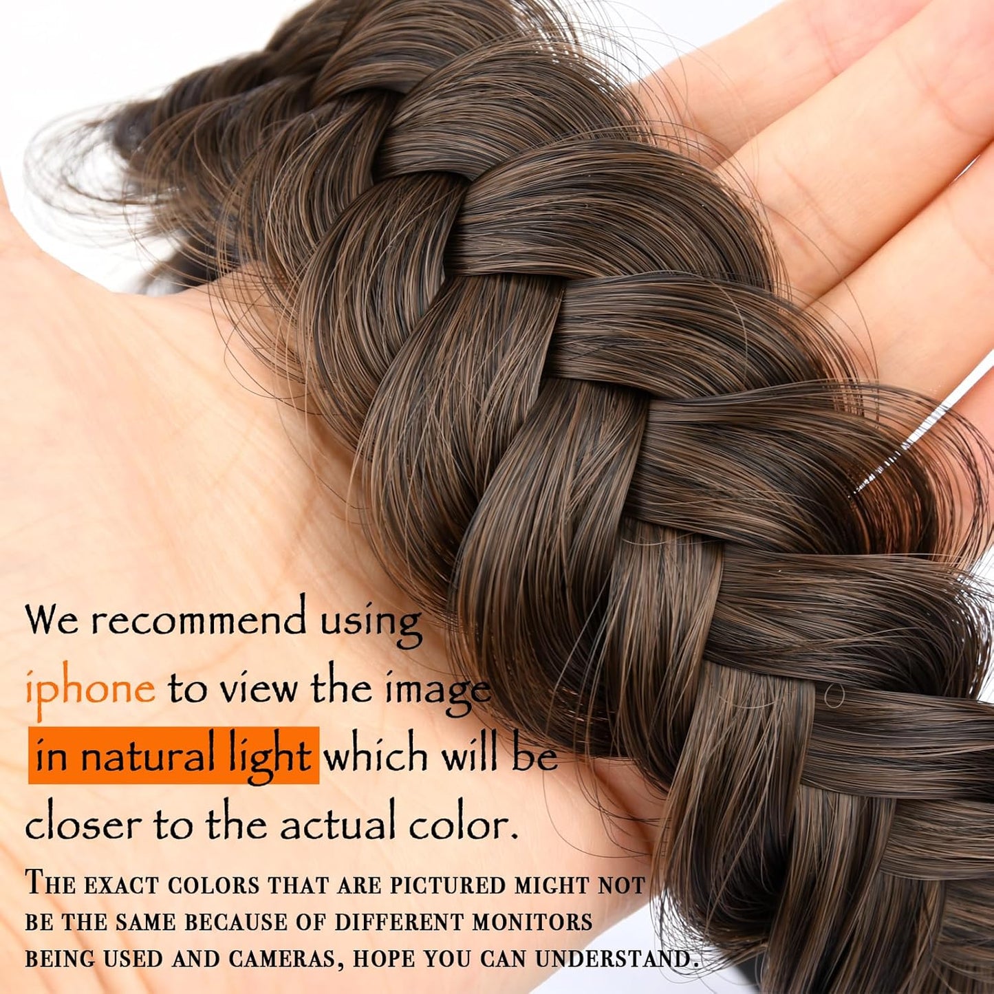 DIGUAN Headband Synthetic Hair Plaited Headband Braid With Teeth Hair Band Accessories for Women Girl Width 1.5 Inch (W-Dark Brown)