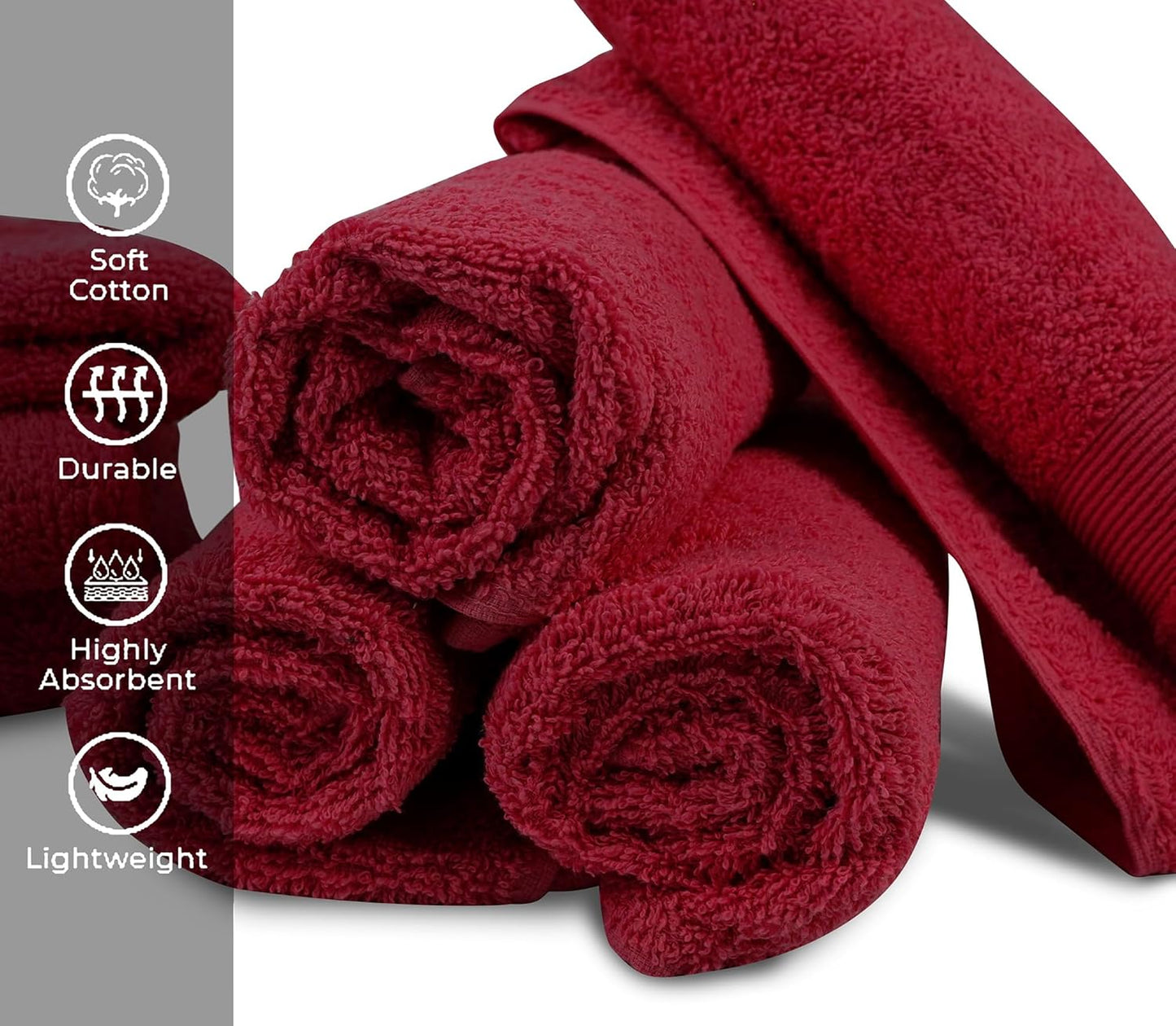 Premium Hand Towels Pack of 6 (16" x 30”) 100% Combed Ring Spun Cotton | Highly Absorbent Hand Towels Set | Ultra Soft for Home, Gym & Spa (Burgundy)