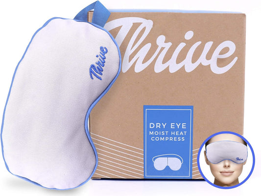 Thrive Cooling Eye Mask with Clay Beads - Gray, 1 Count - Microwavable & Freezable Weighted Compress, Washable Cover - Warm & Cold Compress for Dry Eyes & Puffiness Relief