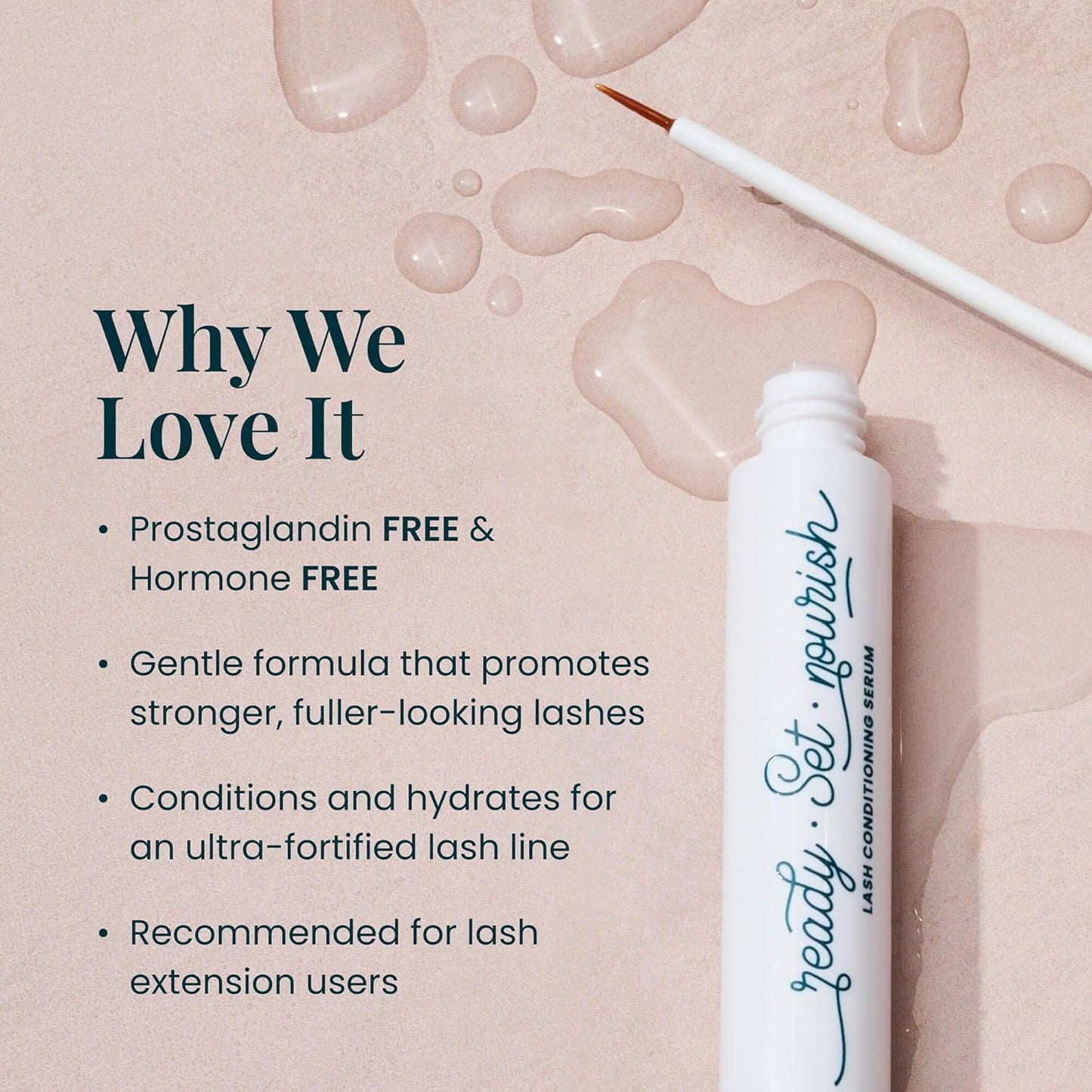 FlutterHabit Ready, Set, Nourish Lash Conditioning Serum - Thicker & Fuller Lashes - Women's Peptide Lash Serum - 3ML