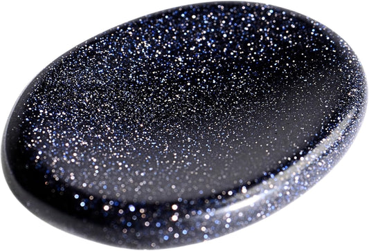 Blue Goldstone Worry Stones – Crystal Thumb Worry Stone for Anxiety, Stress – Relaxing and Soothing Balance Stones for Meditation, Stress Relief – Healing Stones and Crystals for Men and Women