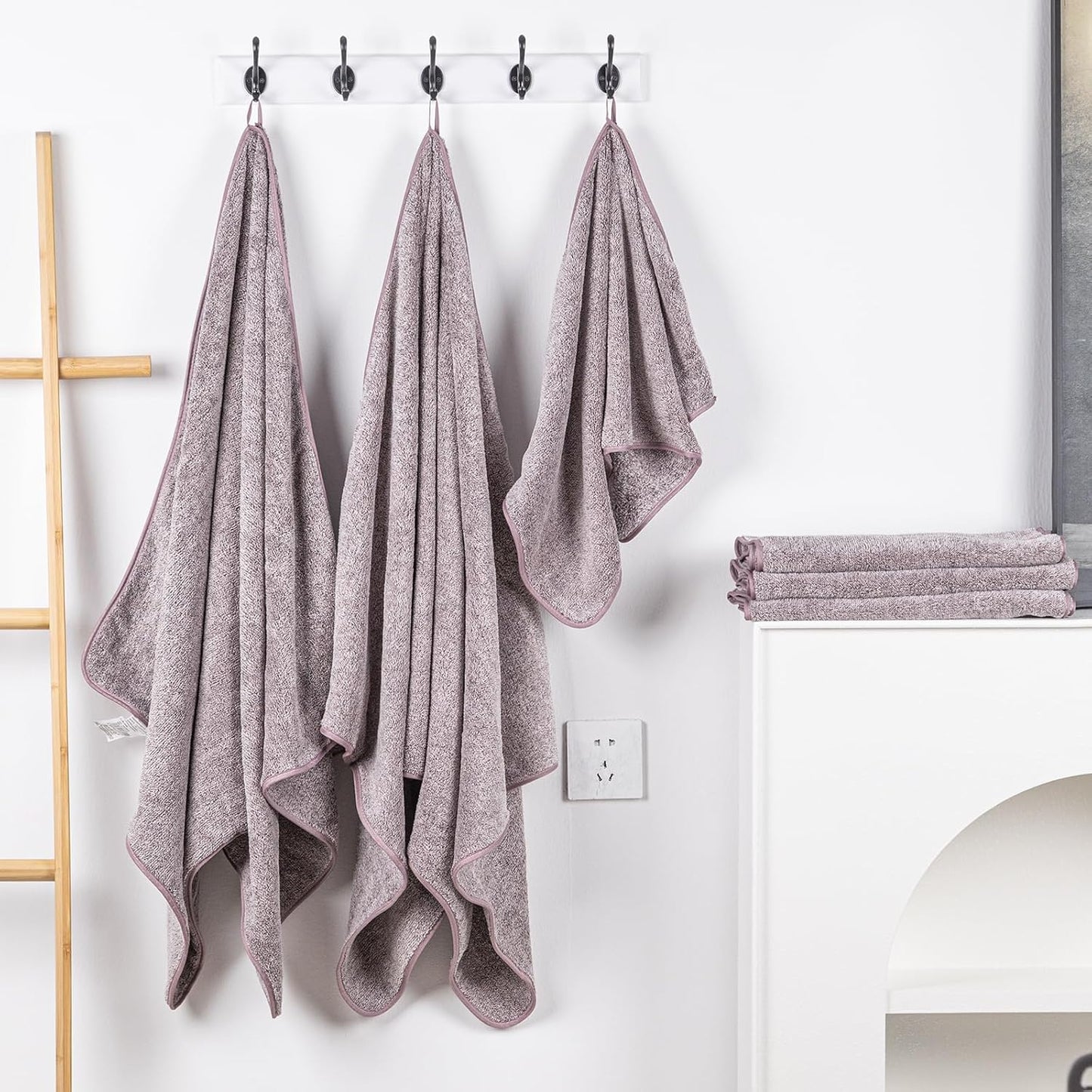 Bath Towels Set, Soft & Thick & Absorbent & Quick Dry, Hotel Towels for Bathroom Luxury, Beach Towel (Purple, 2 Bath Towels+4 Hand Towels)