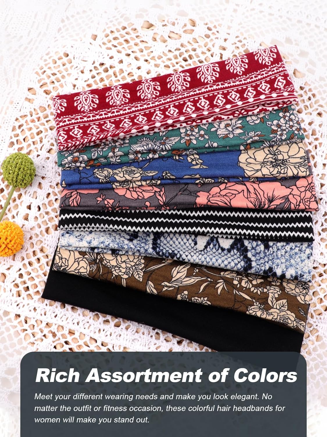 DRESHOW 8 Pack Sports Headbands for Women Non-Slip Stretchy Fashion HairBand Curly Hair Headband Soft Hair Accessories for Daily Wear Workout Yoga Running