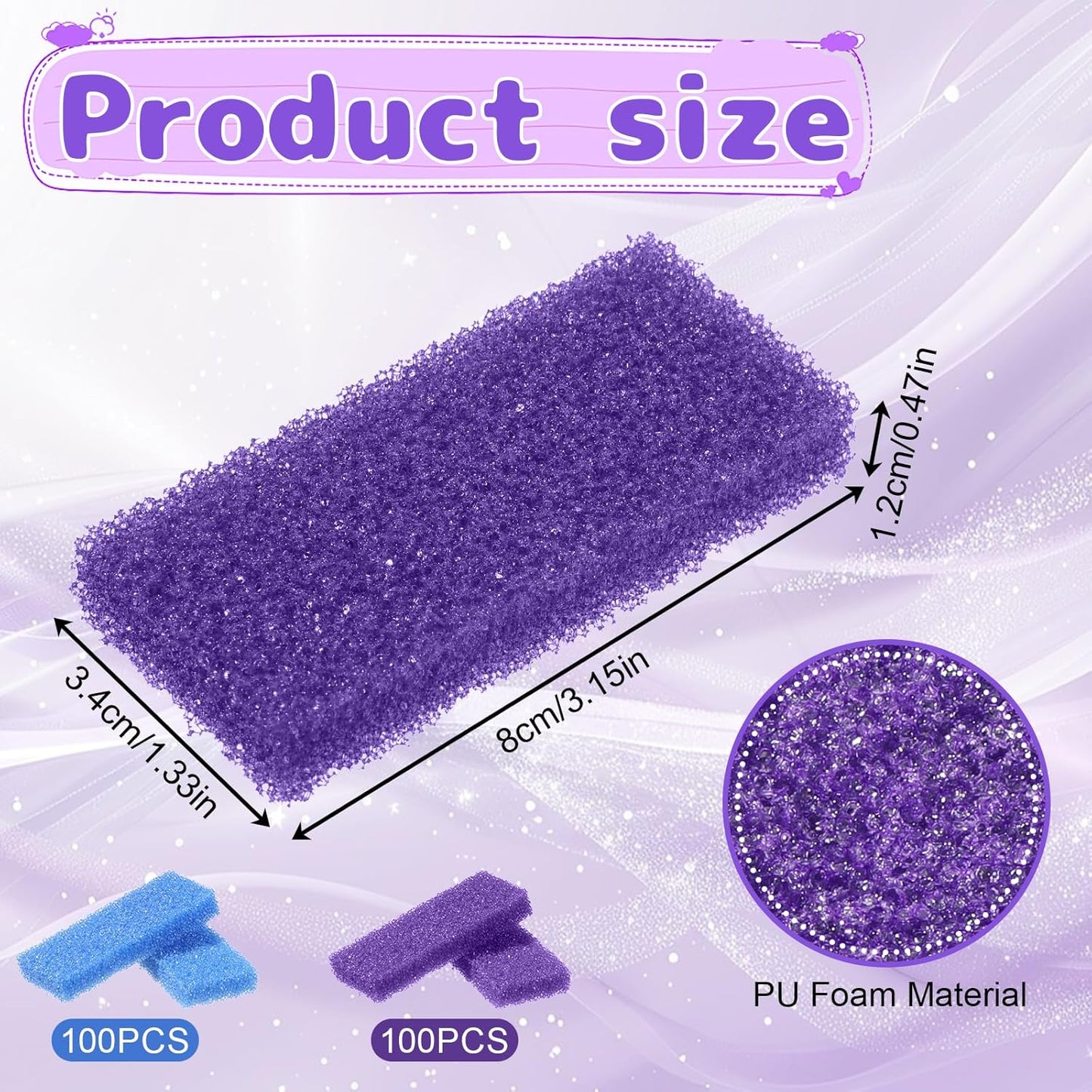 200 Pcs Disposable Foot Pumice Stone Bulk, Foot Scrubber Pumice Pads for Dead Skin Foot Callus Remover Bath Spa, 3.54 x 1.77 x 0.47 Inch(Purple, Blue)