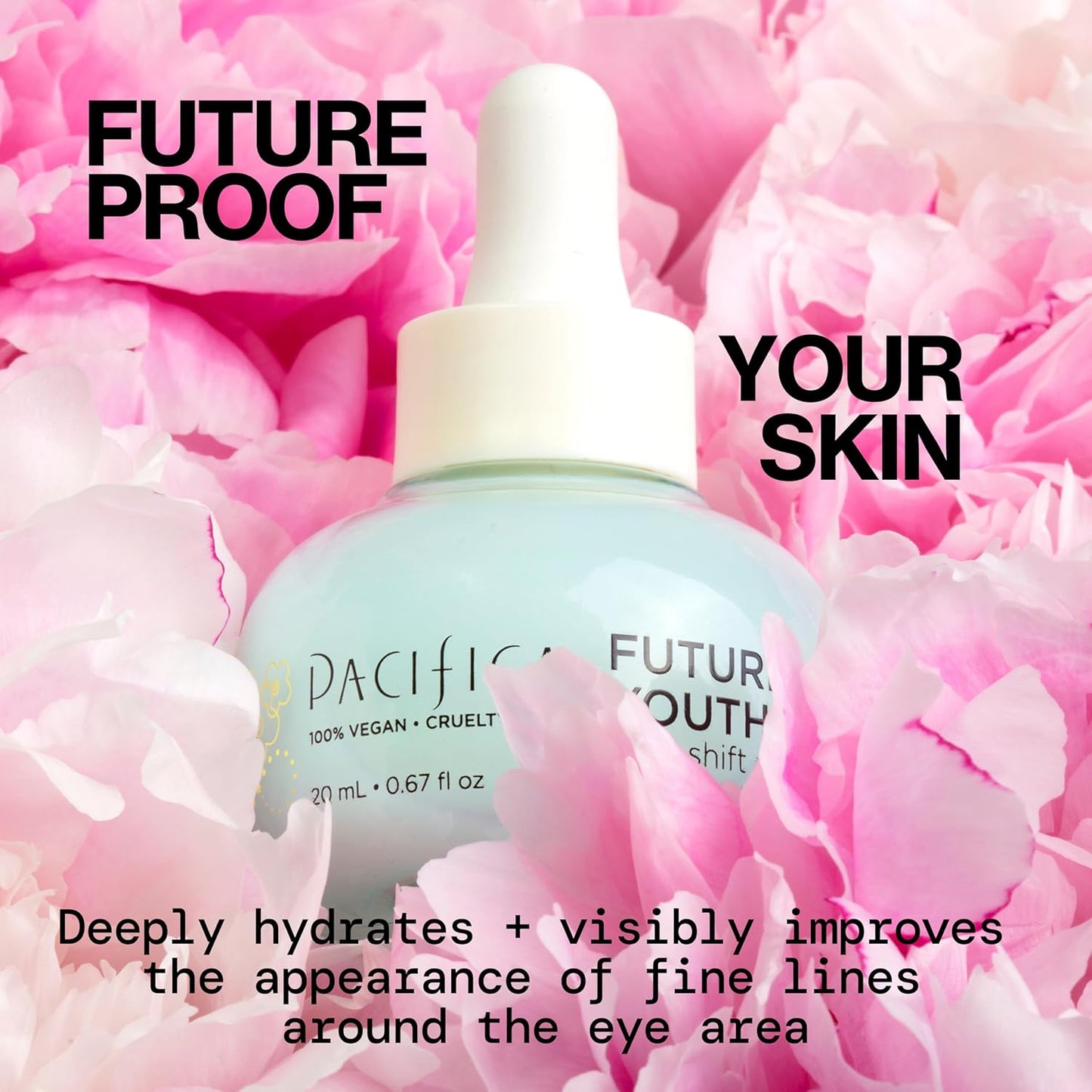 Pacifica Future Youth Time Shift Eye Serum – Peptide Eye Serum for Fine Lines & Dark Circles, Lifting & Firming Under Eye Treatment w/Flora + Peptide-11, Unscented Hydrating Gel for All Skin Types