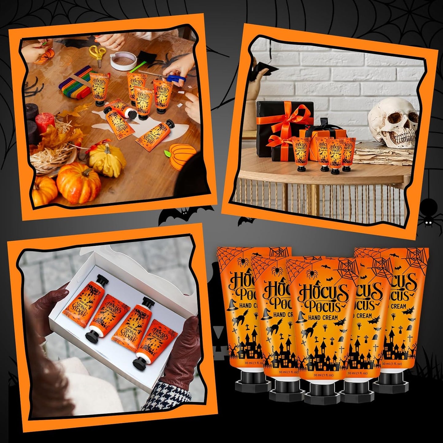 48 Sets Halloween Hand Cream Gifts Bulk Halloween Party Supplies Favors Hand Cream Travel Lotions Size Bulk with Ghost Spiderweb Skull for Birthday Christmas Holiday Party Guest Gifts