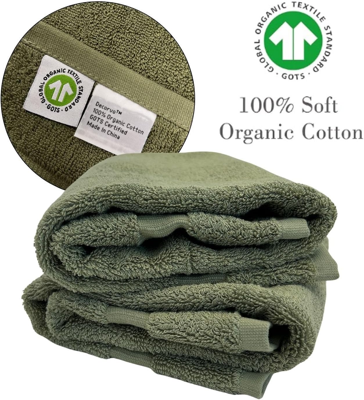 Sage Initial Hand Towel for Bathroom - Monogrammed Luxury Hotel Quality Decorative Embroidered Towel for Powder Room, Spa - GOTS Organic Certified - Set of 2 Letter T