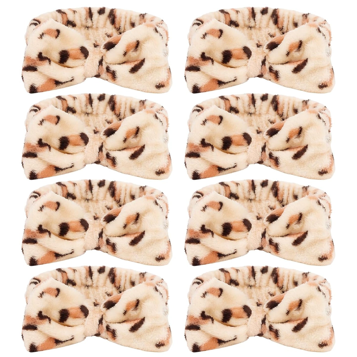 CIEHER Leopard Print Spa Headbands - 8pc Set for Women & Girls, Bachelorette Party, Skincare & Makeup