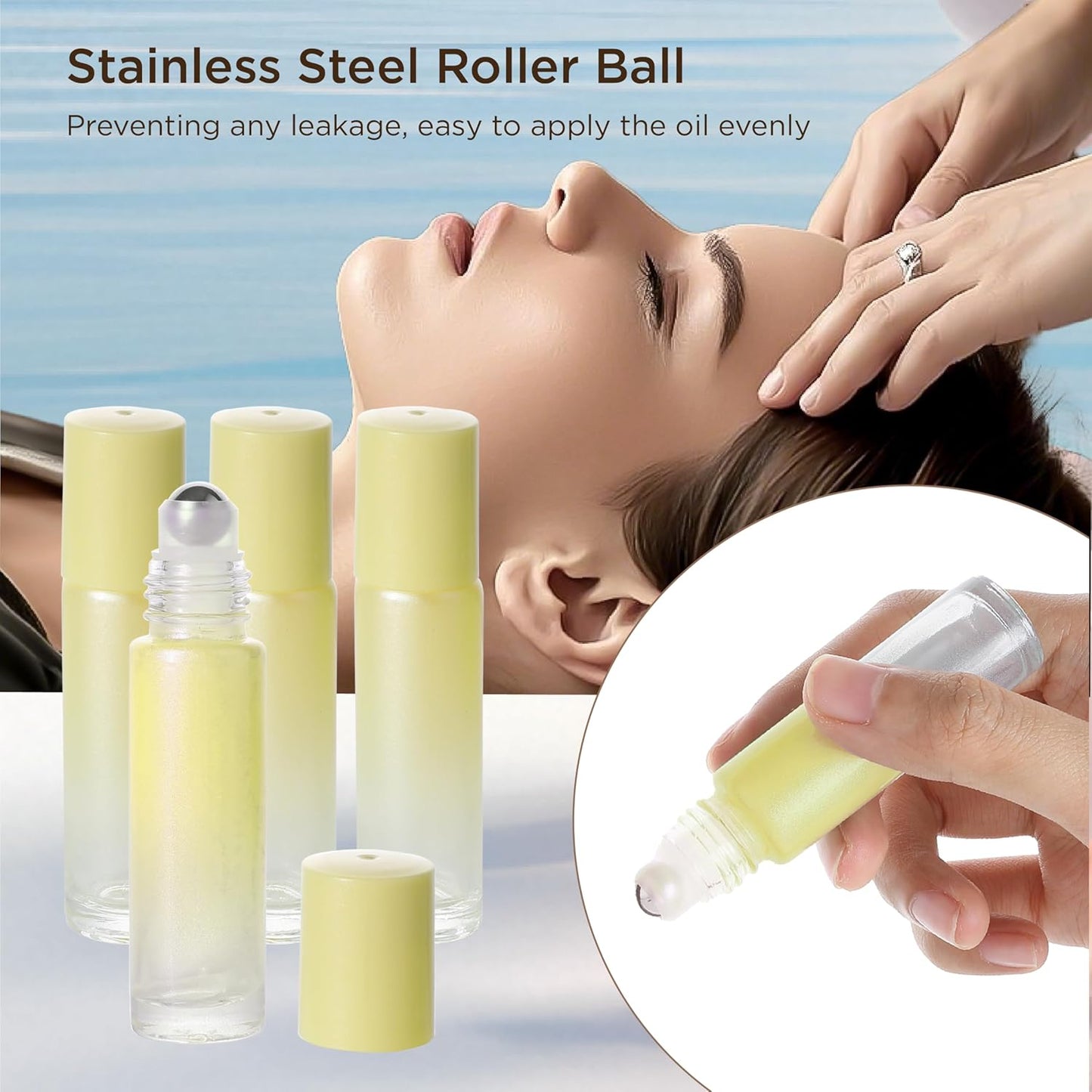 Essential Oil Roller Bottles, 10ml Thick Glass Perfume Roller Bottles with Funnel Opener and Dropper Colored Glass Empty Bottles with Stainless Steel Roller Balls (Yellow, 12 Pack)