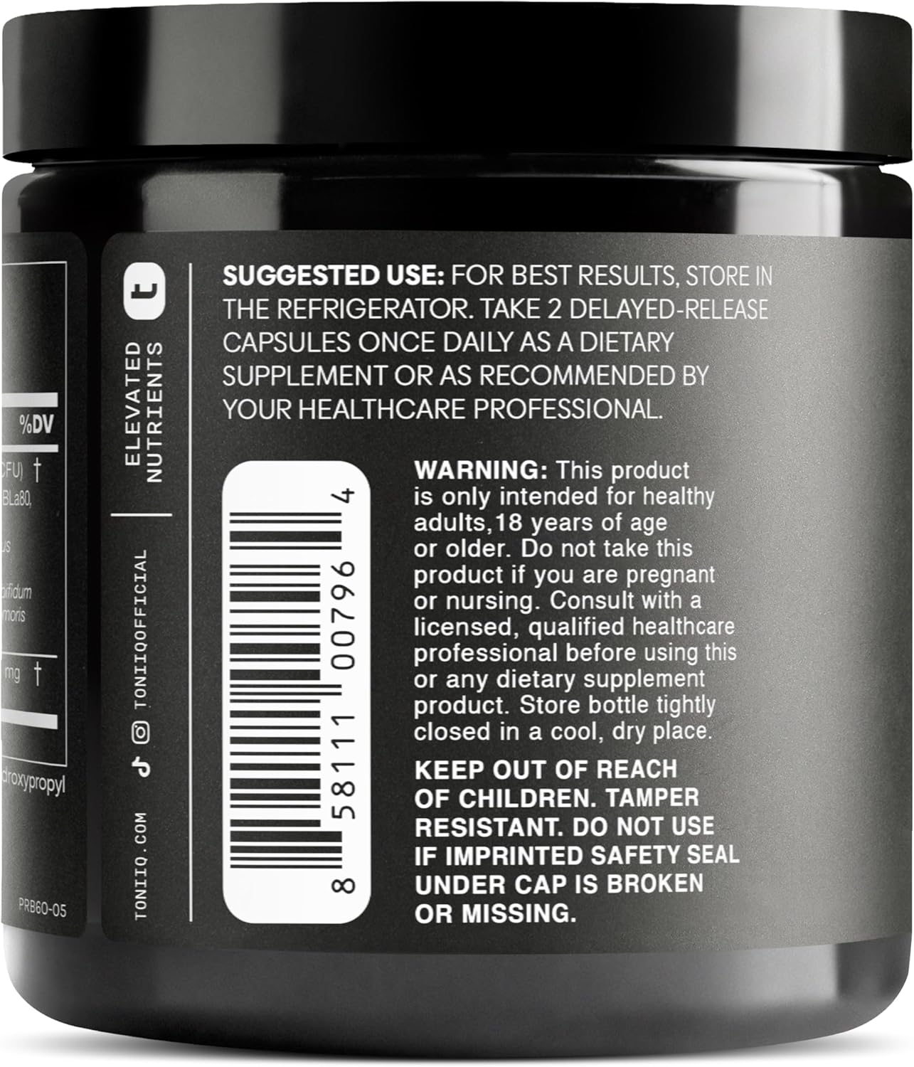 Toniiq 200 Billion CFU Probiotic Supplement 30 Verified Third-Party Tested Strains - Fully Shelf-Stable Probiotics Formula with Prebiotic Blend - Extended Release Capsules