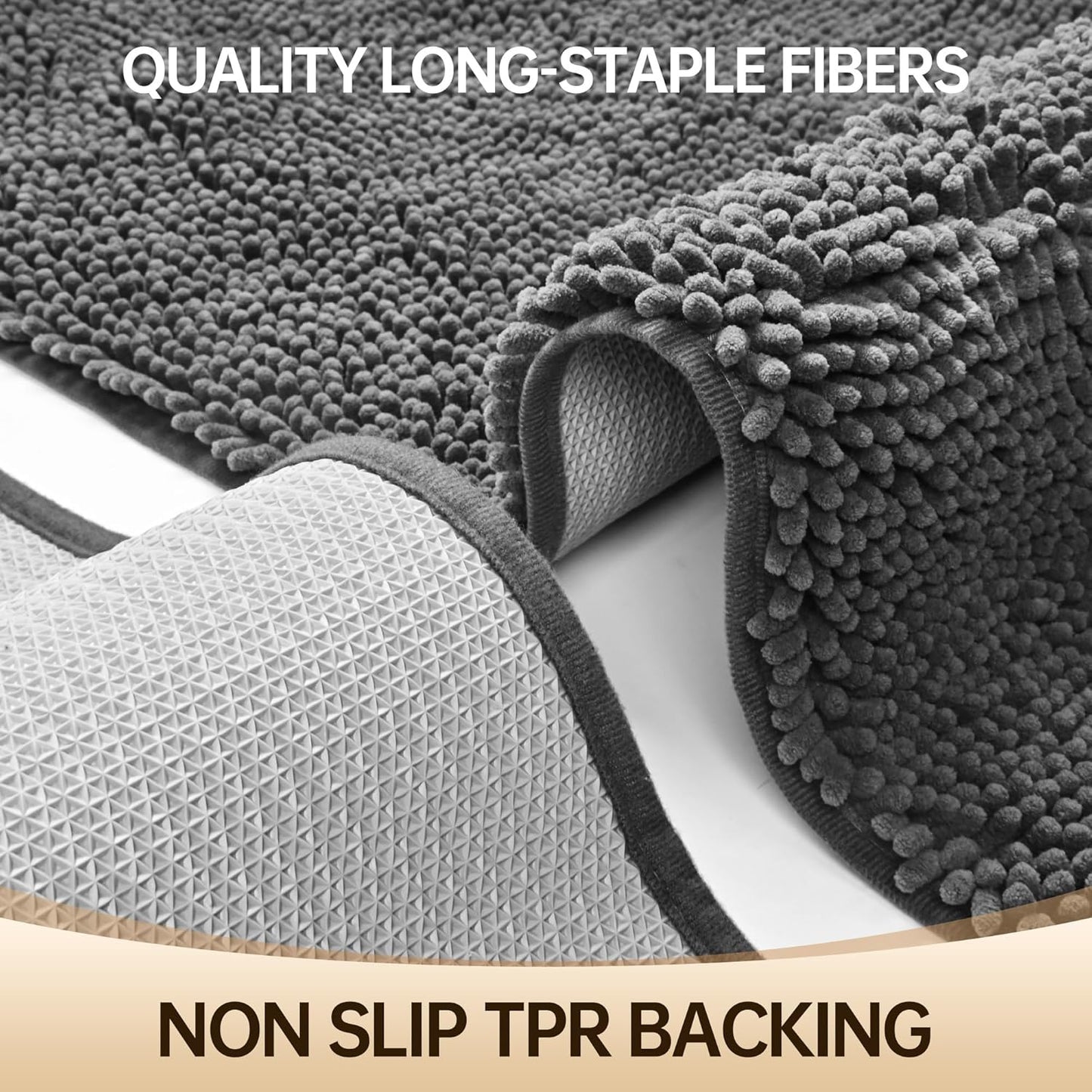 Amyracel Bathroom Rug Mat 36x60, Thick Soft Quick Dry Absorbent Chenille Bath Rug, Rubber Back Non Slip Machine Washable Bath Mat for Bathroom Shower Tub Floor