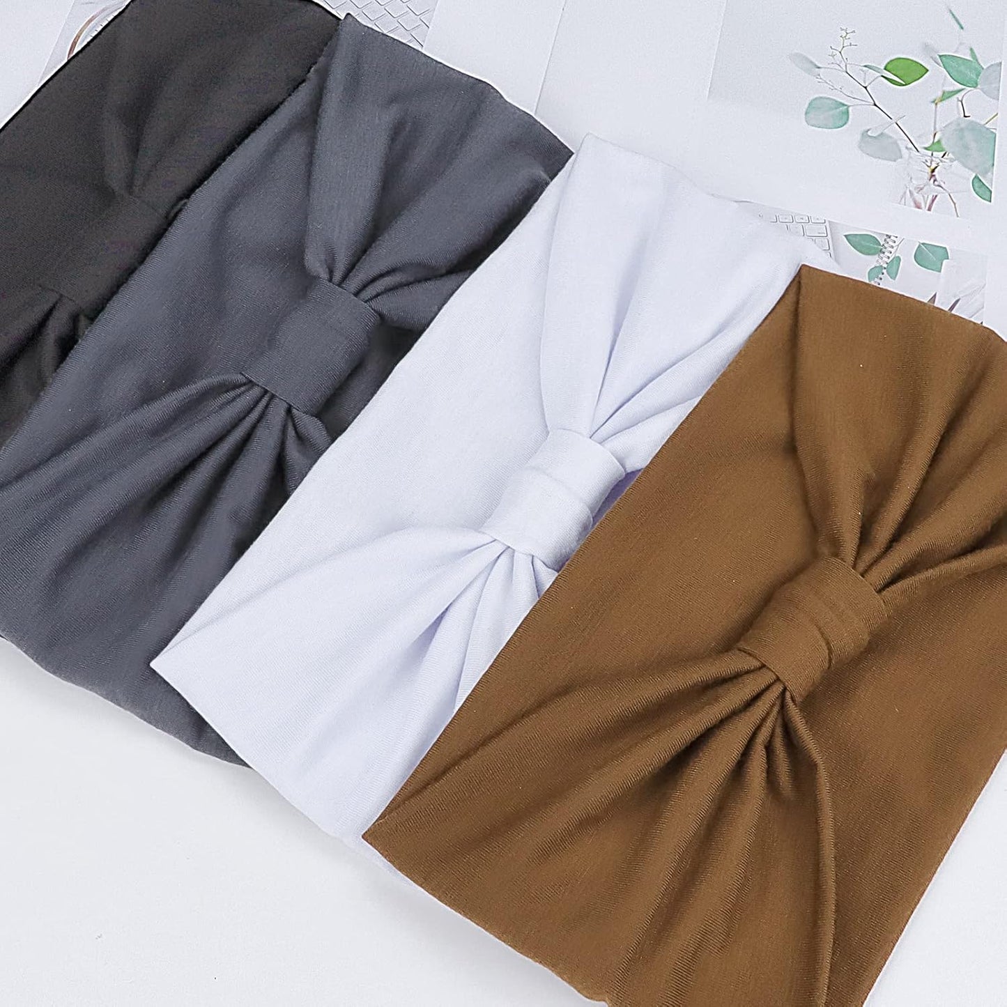 Wide Headbands for Women Knotted No Slip Head Bands Soft Turban Headband Hair Accessories Boho African Solid Color Head Wraps for Women Yoga Workout Pack of 6(Classic)