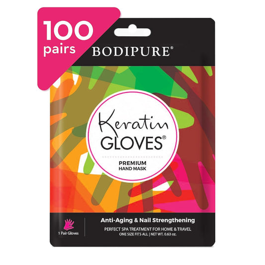 Bodipure Premium Hand Mask Keratin Gloves | Moisturizing Gloves for Dry Hands & Nail-Strengthening & Cuticle Softening | Spa Experience at Home | Chemical Free & For All Skin Types | 100 Pairs
