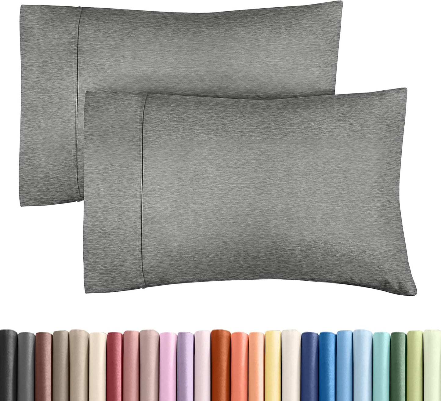 Queen Pillow Cases Set of 2 - Ultra Soft Hotel Quality Pillowcase Covers - Comfy, Cozy & Wrinkle Free - Shrinkage and Fade Resistant - Machine Washable Pillow Protectors - 2 Piece Set - Heathered Grey