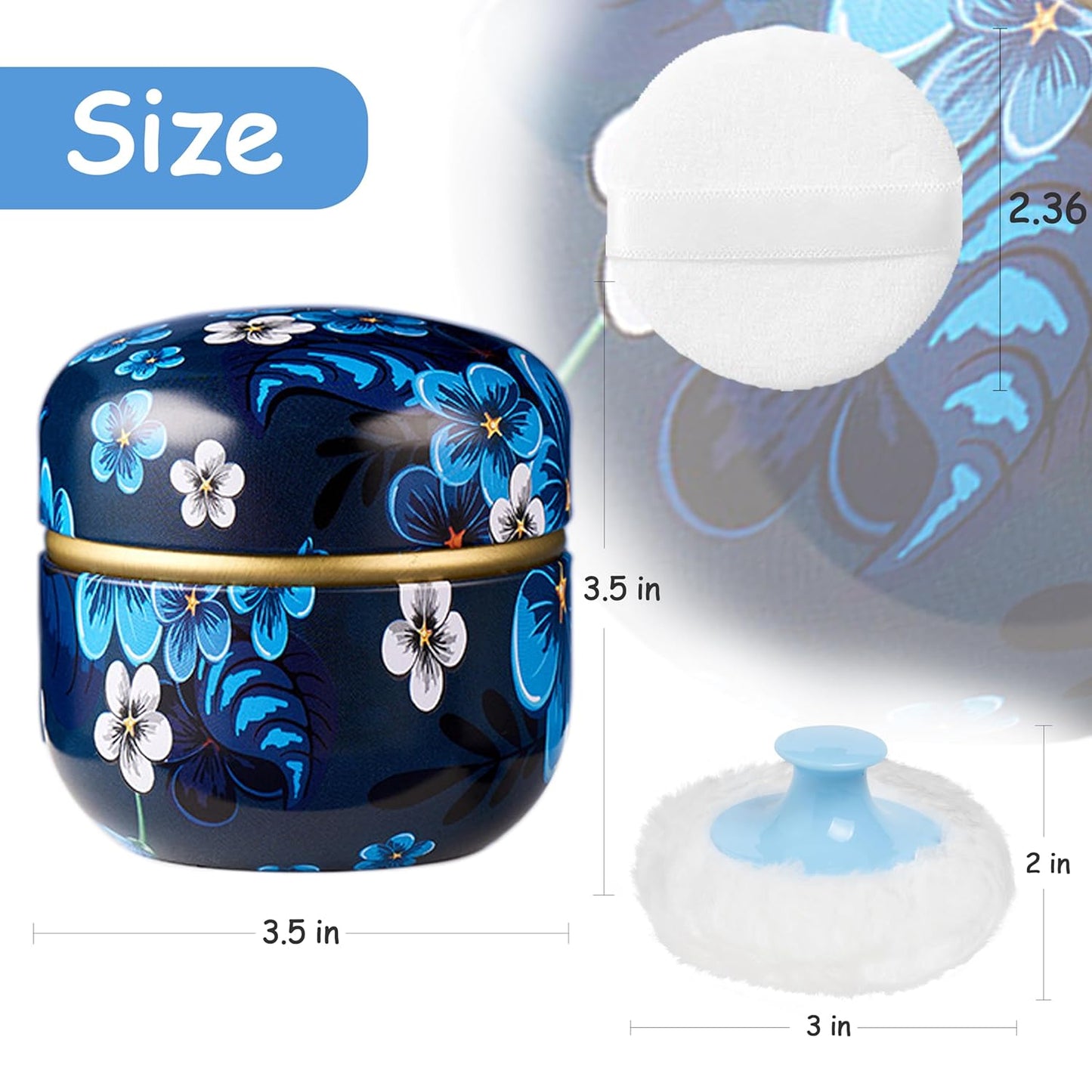 Powder Puff and Powder Container for Body Dusting Powder Case with Puff for Baby and Women,Loose Powder Containers with Puff for Travel (Blooming season1.0)