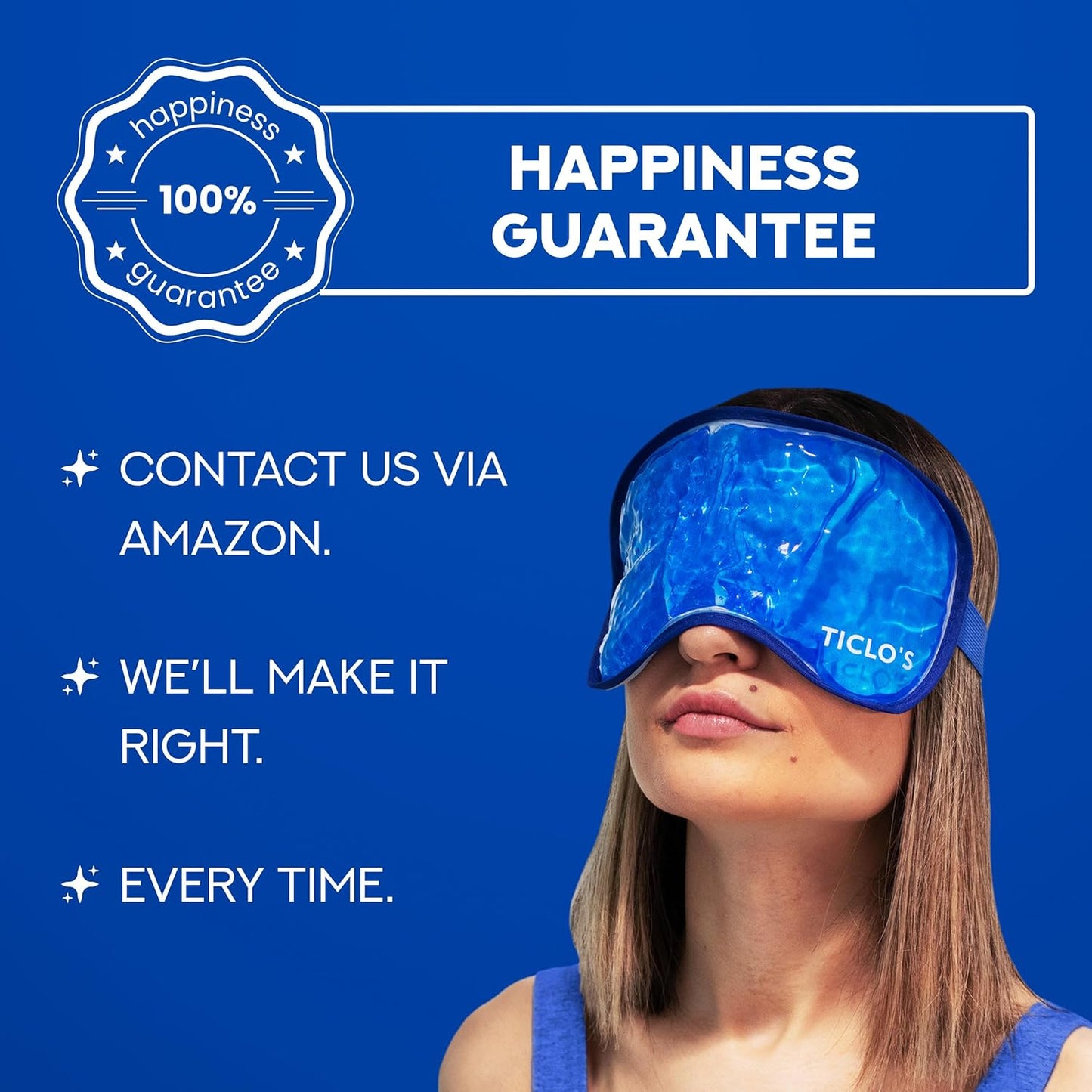 Ticlo's Cooling Eye Mask for Puffy Eyes - Gel Mask for Sleeping, Cold Compress for Dark Circles, Reusable for Migraines, Headaches, and Post-Surgery Recovery, Ice Pack