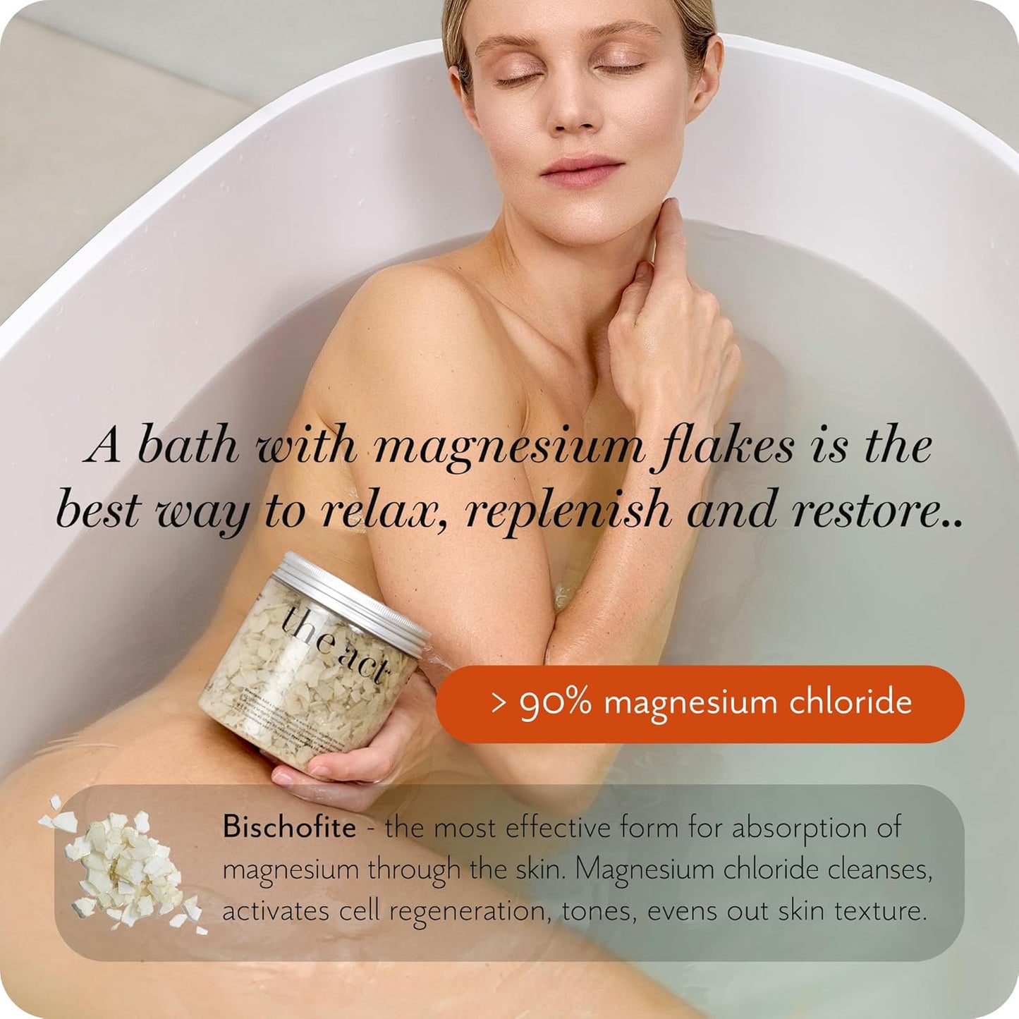 Magnesium Flakes for Bath – Relaxing Aromatherapy Blend with Ylang-Ylang, Lavender & Mandarin Oils for Muscle Relief, Detox, Better Sleep – Magnesium Bath Soak for Women Men - Bath Salts 14.11 Oz