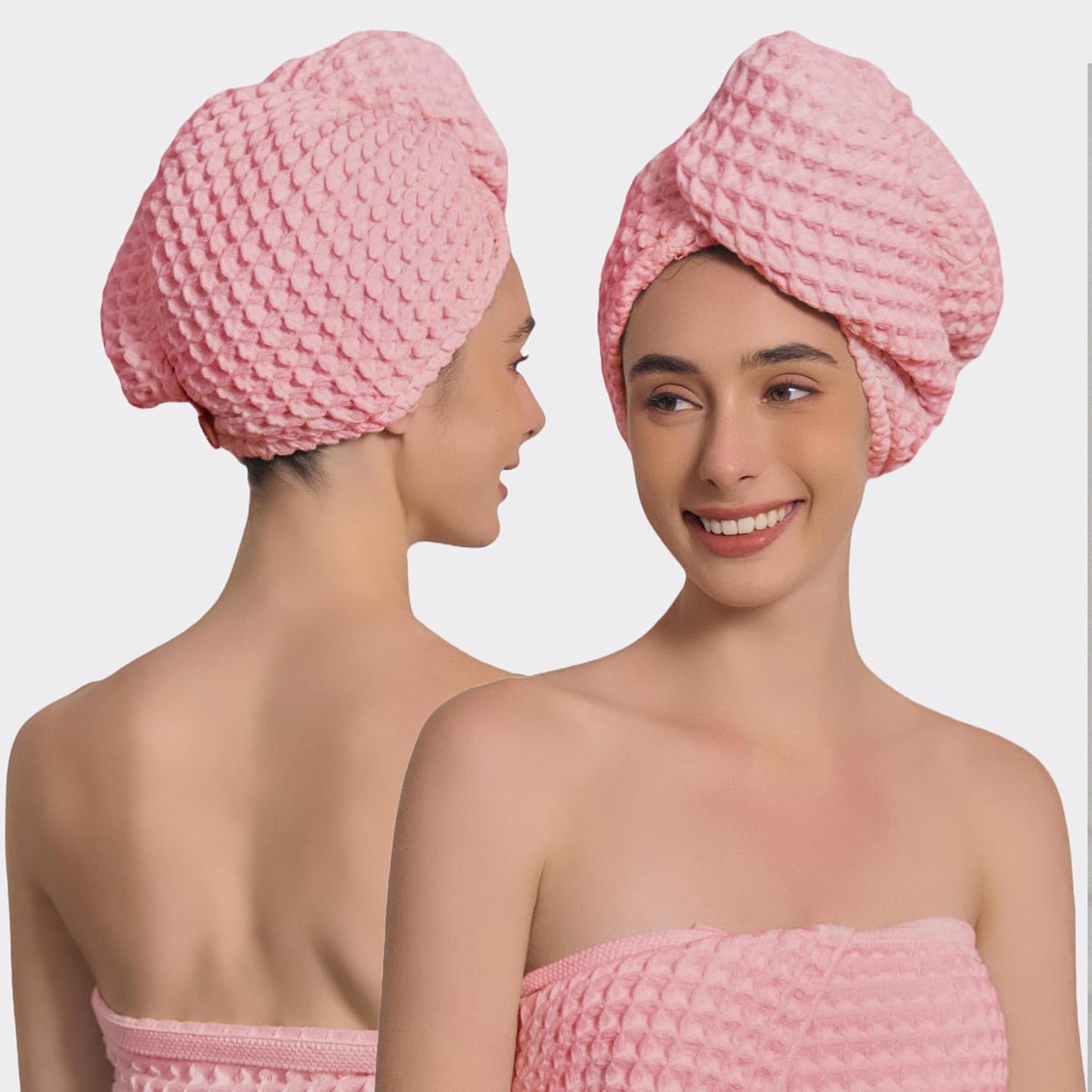 Hair Towel | 100% Japanese Cotton Hair-Drying Waffle Hair Wrap Turban for Women, Ultra-Absorbent, Anti Frizz, Hair Damage Protection