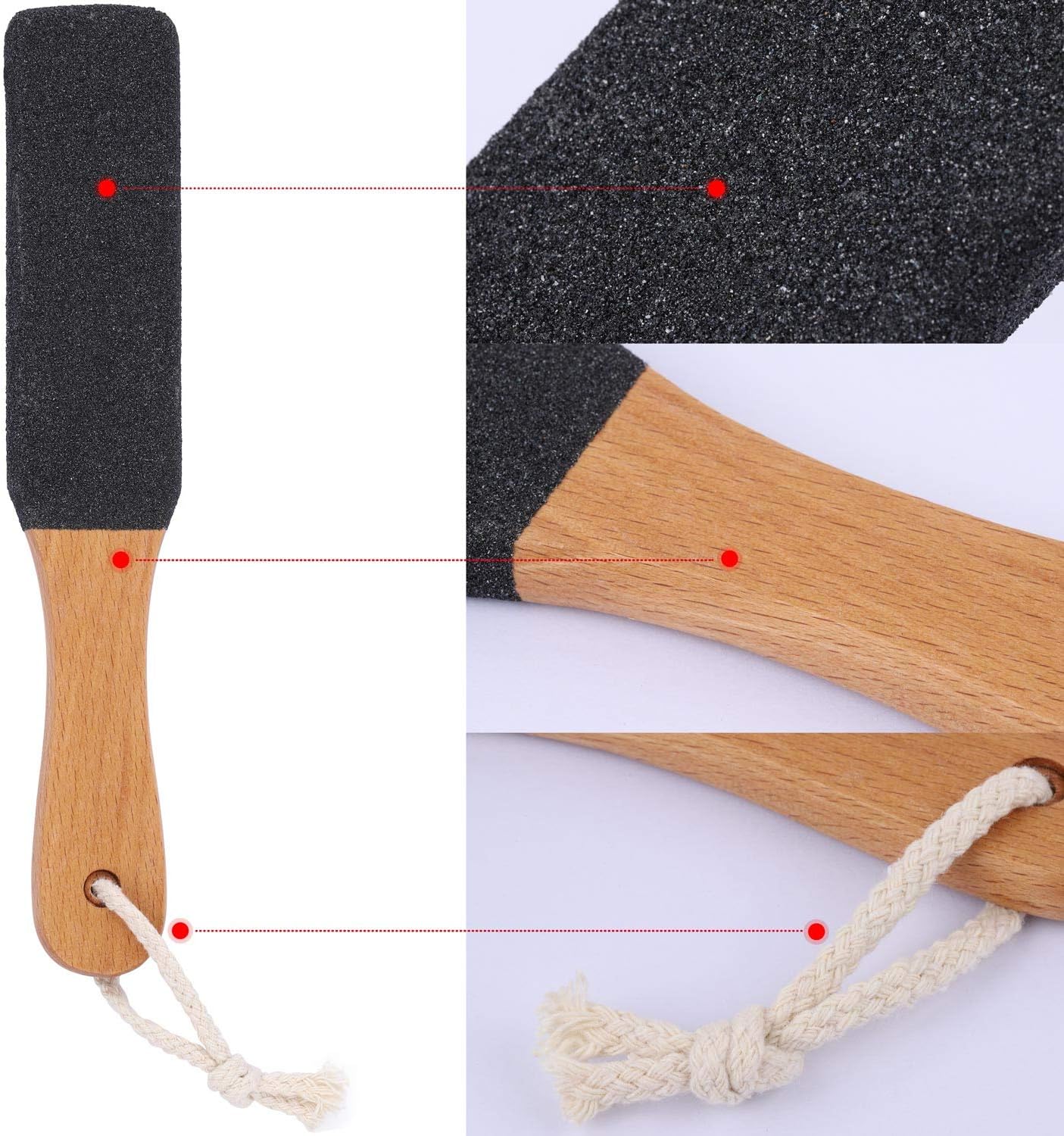 2 Pieces Foot File Callus Remover Heel Grater Wooden Handle Foot Scrubber Pedicure File Foot Filer for Dead Skin Professional