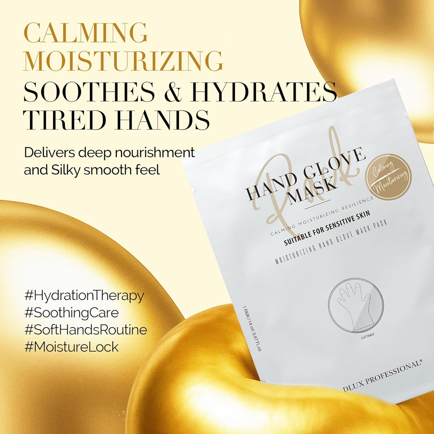 DLUX PROFESSIONAL Hand Masks - Moisturizing Fragrant Hand Mask Gloves, Protein Rich Moisturizing Gloves For Dry Skin, Single Use