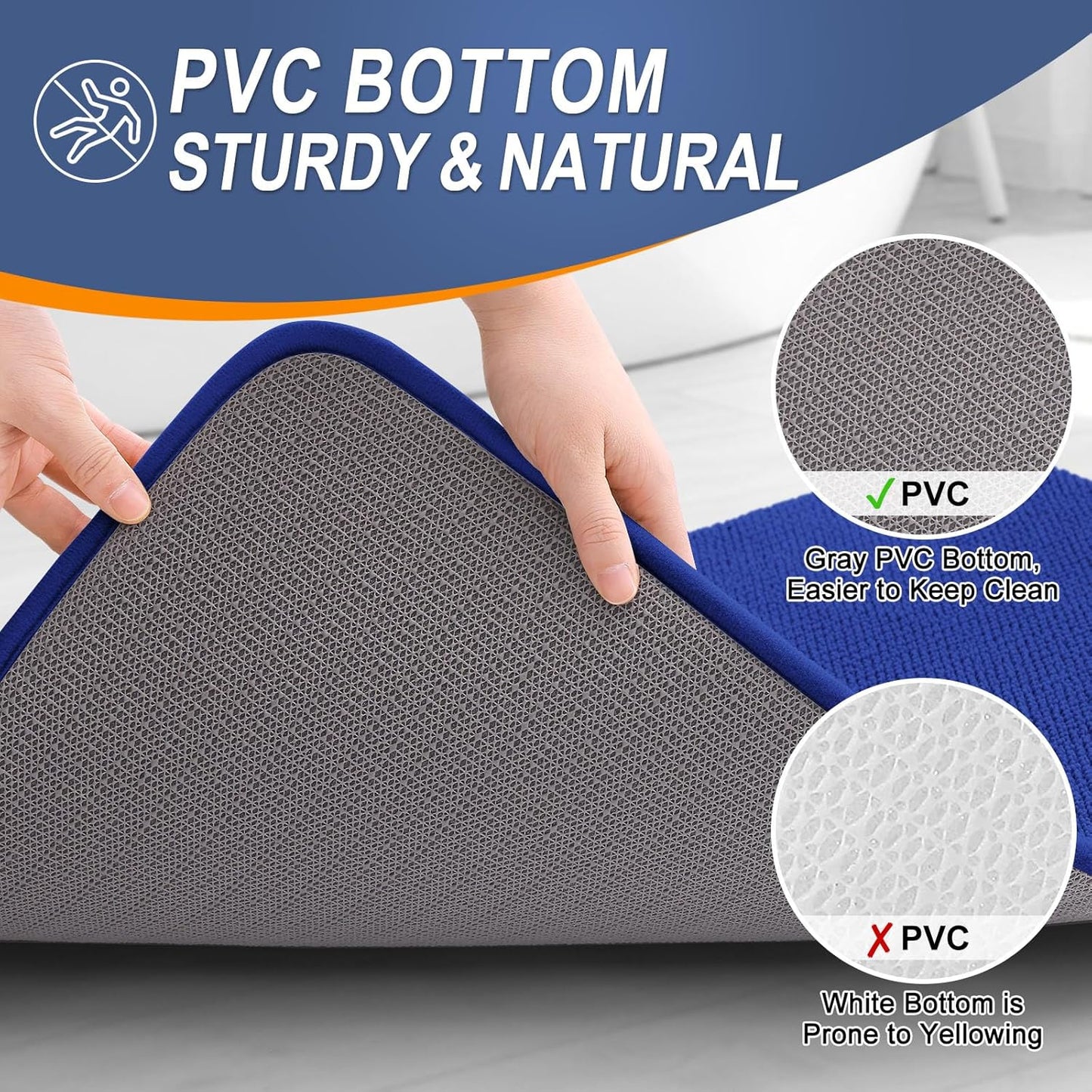 OLANLY Thick Memory Foam Bath Mat Rug 24x16, Extra Soft Absorbent Bathroom Rug, Quick Dry Bath Mats, Non-Slip, Machine Washable Carpet for Bathroom, Tub and Shower, Home Decor Accessories, Royal Blue