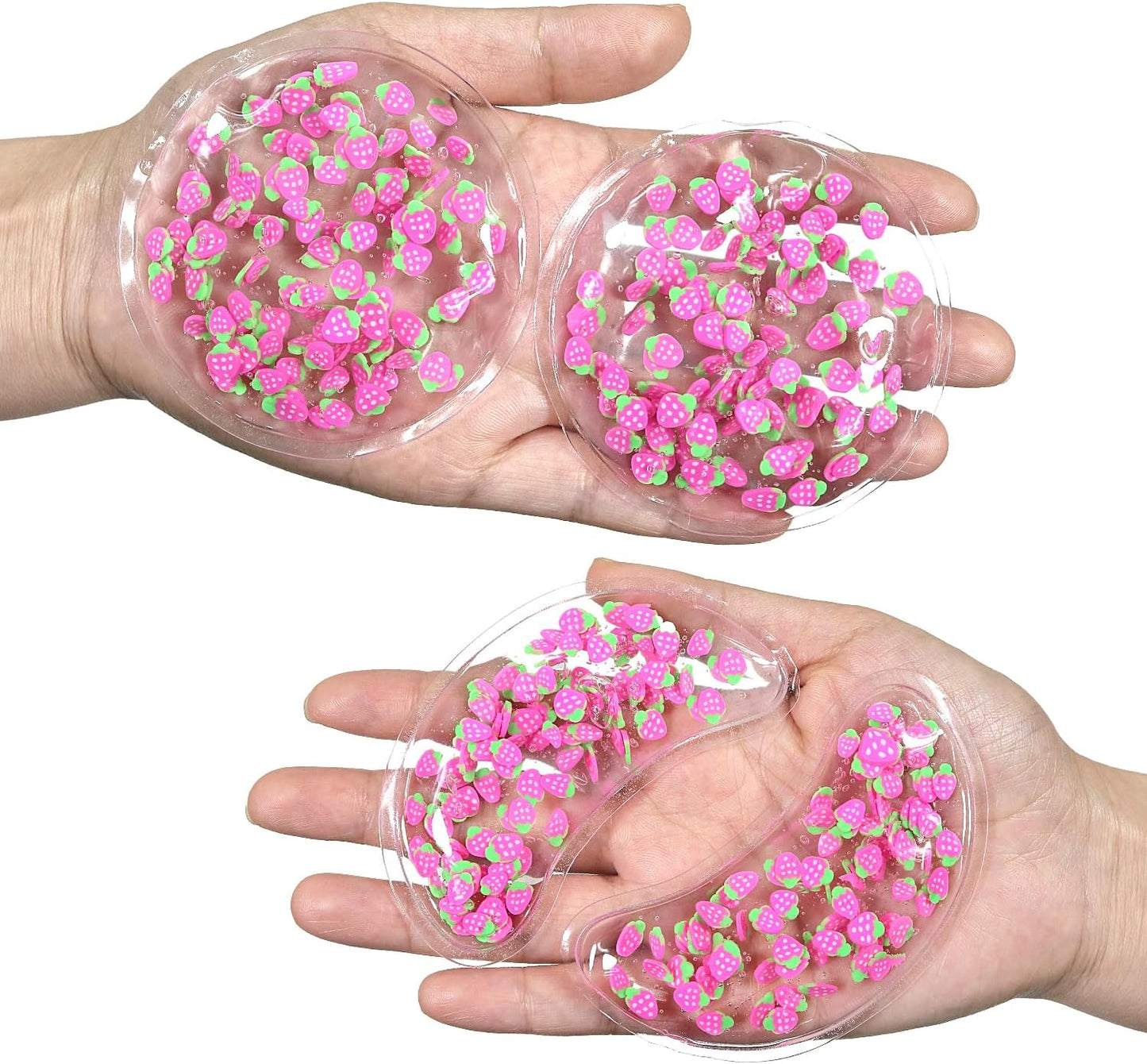 4PCS Gel Eye Ice Pack Set, Cold & Hot Compress, Reusable Cooling Gel Pads for Strain Relief, Relaxation, SPA and Sleep (4 Strawberries)