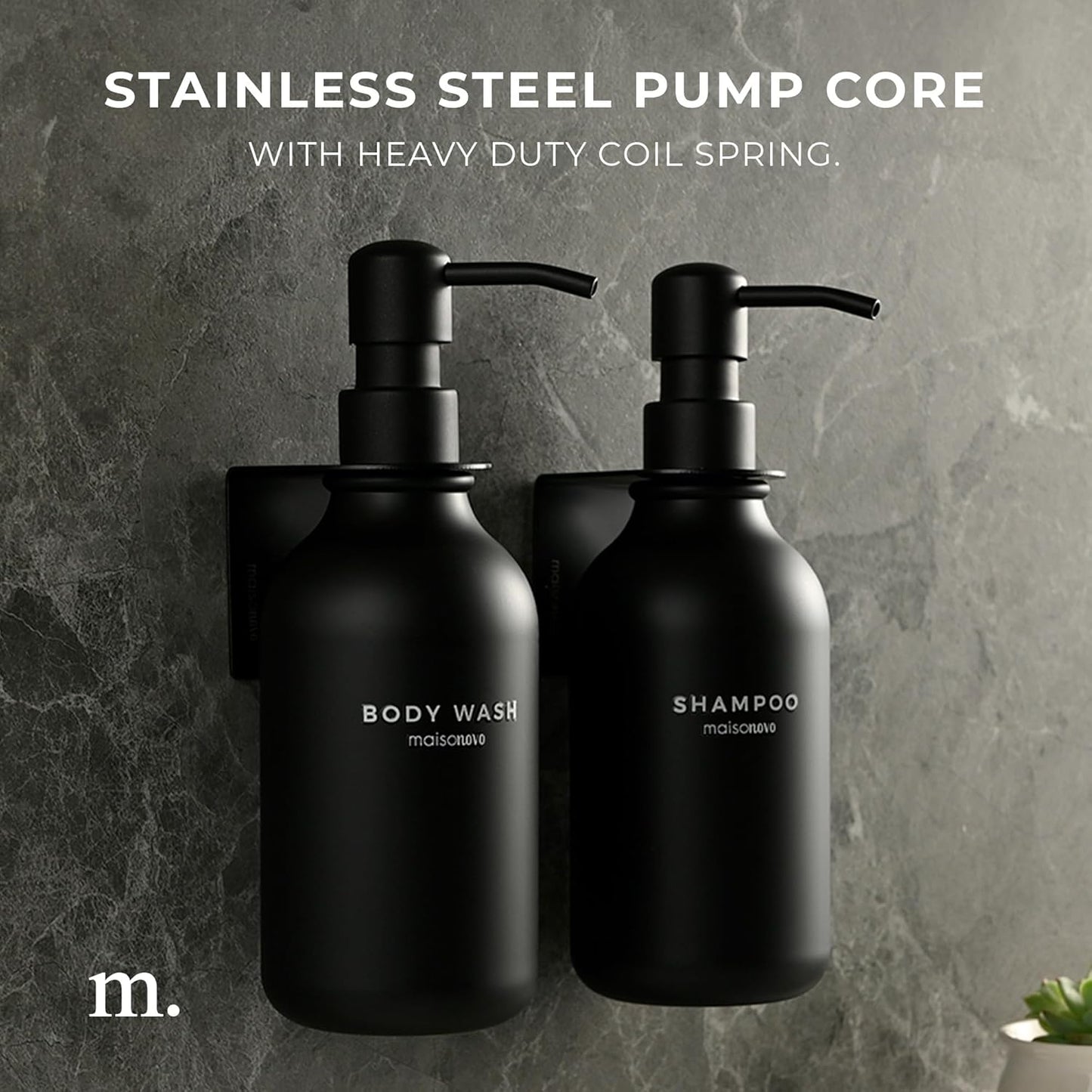 MaisoNovo Soap Pump Replacement - 2X Black Metal Pumps - Pump Dispenser - Soap Dispenser Pump Replacement - Stainless Steel Soap Pump - Pump for Soap Dispenser