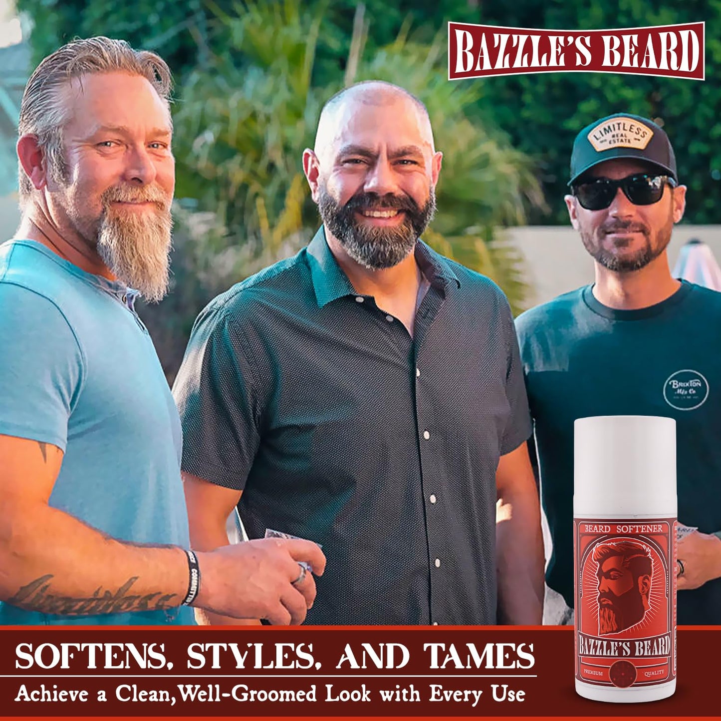 Bazzle's Beard Softener – Beard Balm Conditioner for Men with Biotin, Softens Coarse Hair, Deeply Moisturizes Facial Hair, Conditions Skin, and Adds Natural Shine, Products for Mustache Care