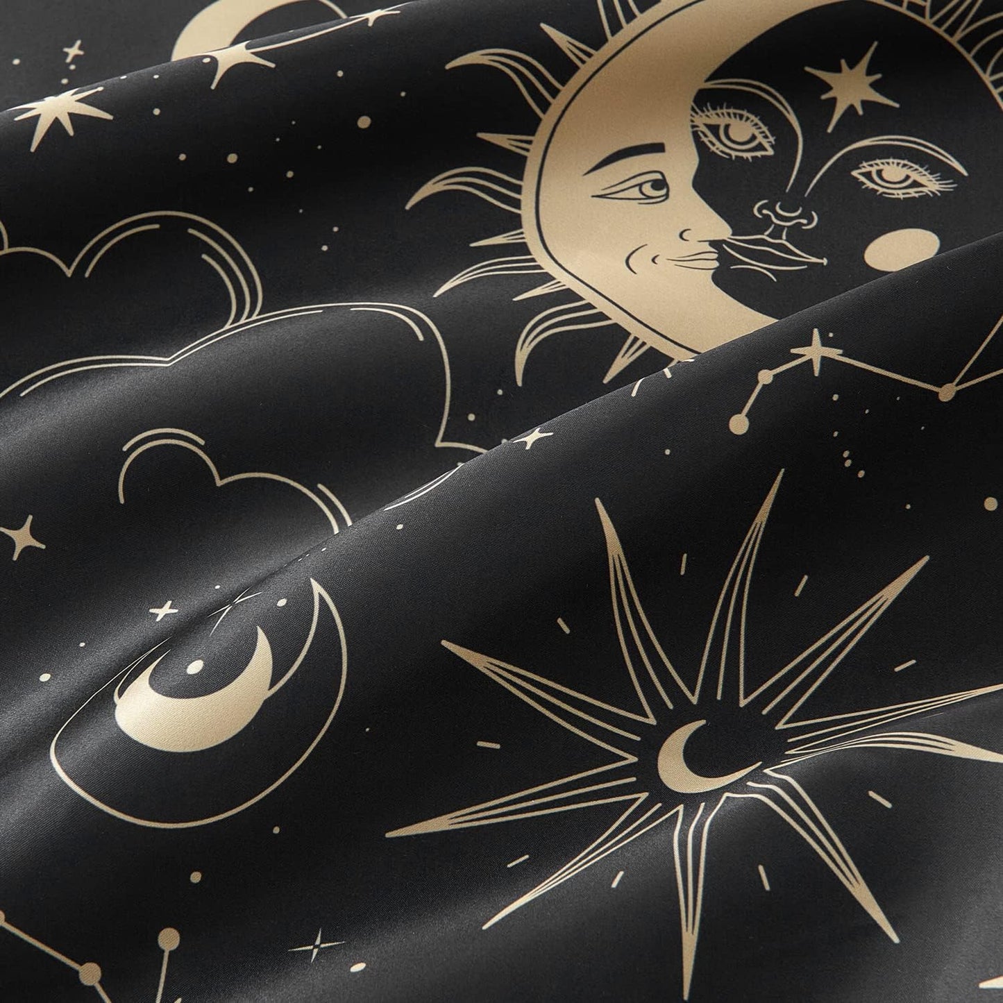 EXQ Home Satin Pillowcase for Hair and Skin - Black Printed Silk Body Pillowcase 20x54 inches - Body Pillow Cases with Envelope Closure, Gifts for Women Men