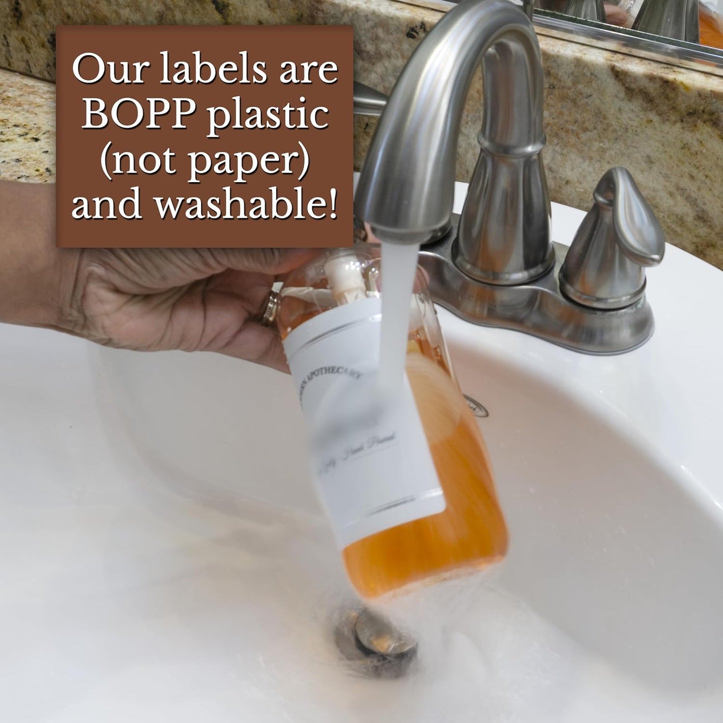 Refillable Clear PET Plastic 16 oz Feminine Wash Bottle with High Output Black Plastic Pump Dispenser - Chrome Accent Waterproof Labeled Bottle