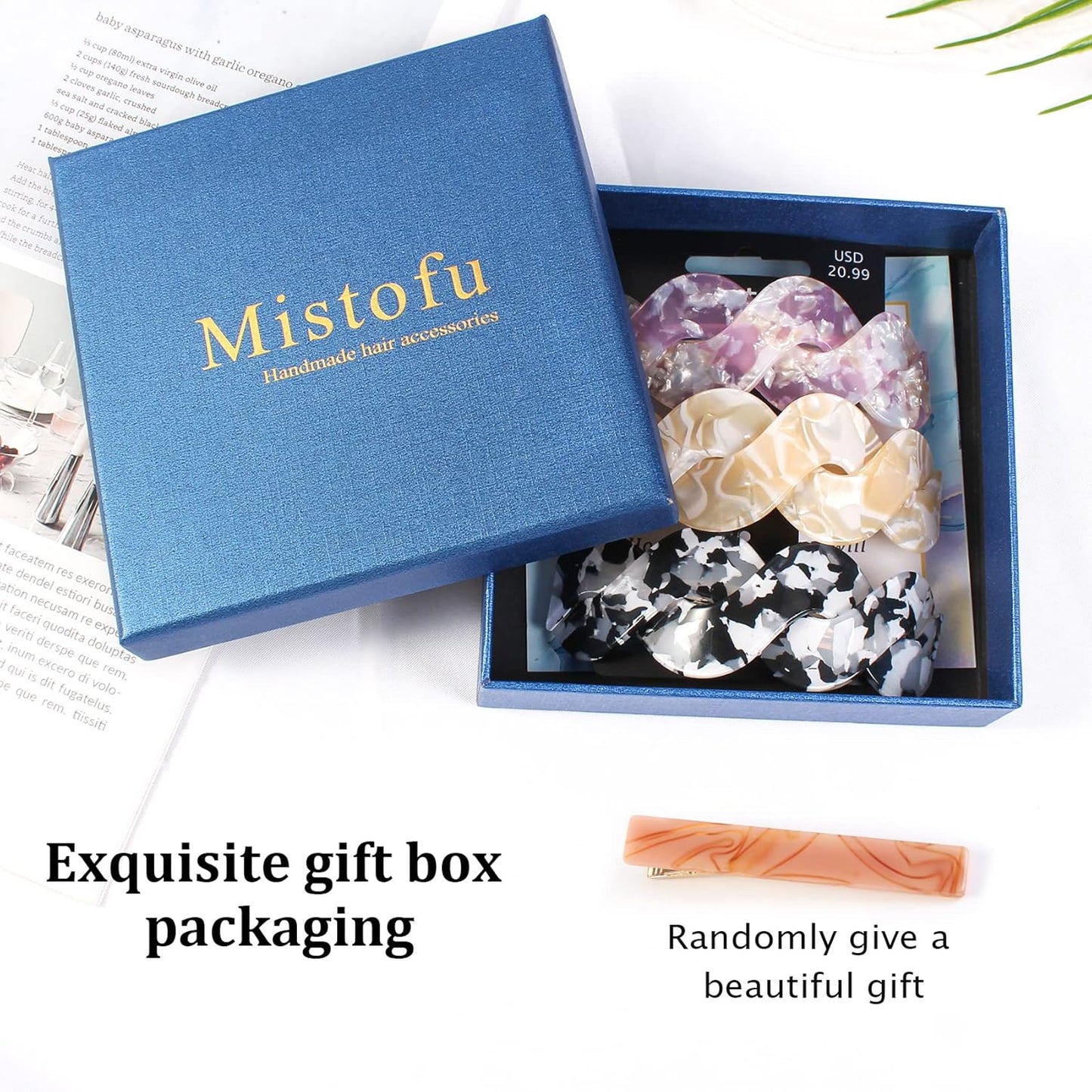 Hair Barrettes For Women - 3Pcs Large Barrettes for Thick Hair French Design with Beautiful Lines Elegant and Stylish - Perfect Hair Accessories for Thick Hair