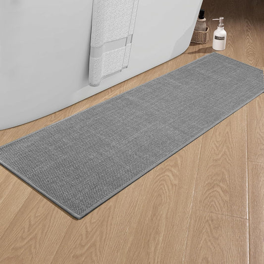 chakme Bathroom Rugs Mat 59x17, Ultra Thin Non Slip Bath Mat Runner Quick Dry Absorbent Bath Mat for Bathroom Floor, (Dark Grey, 59"x17")