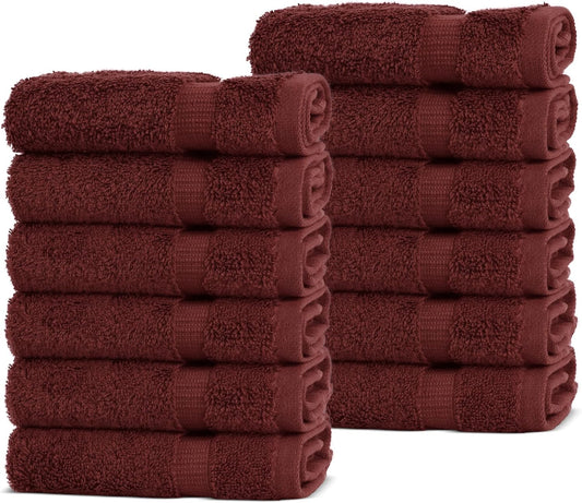 Chakir Turkish Linens | Hotel & Spa Quality 100% Cotton Premium Turkish Towels | Soft & Absorbent (12-Piece Washcloths, Cranberry)