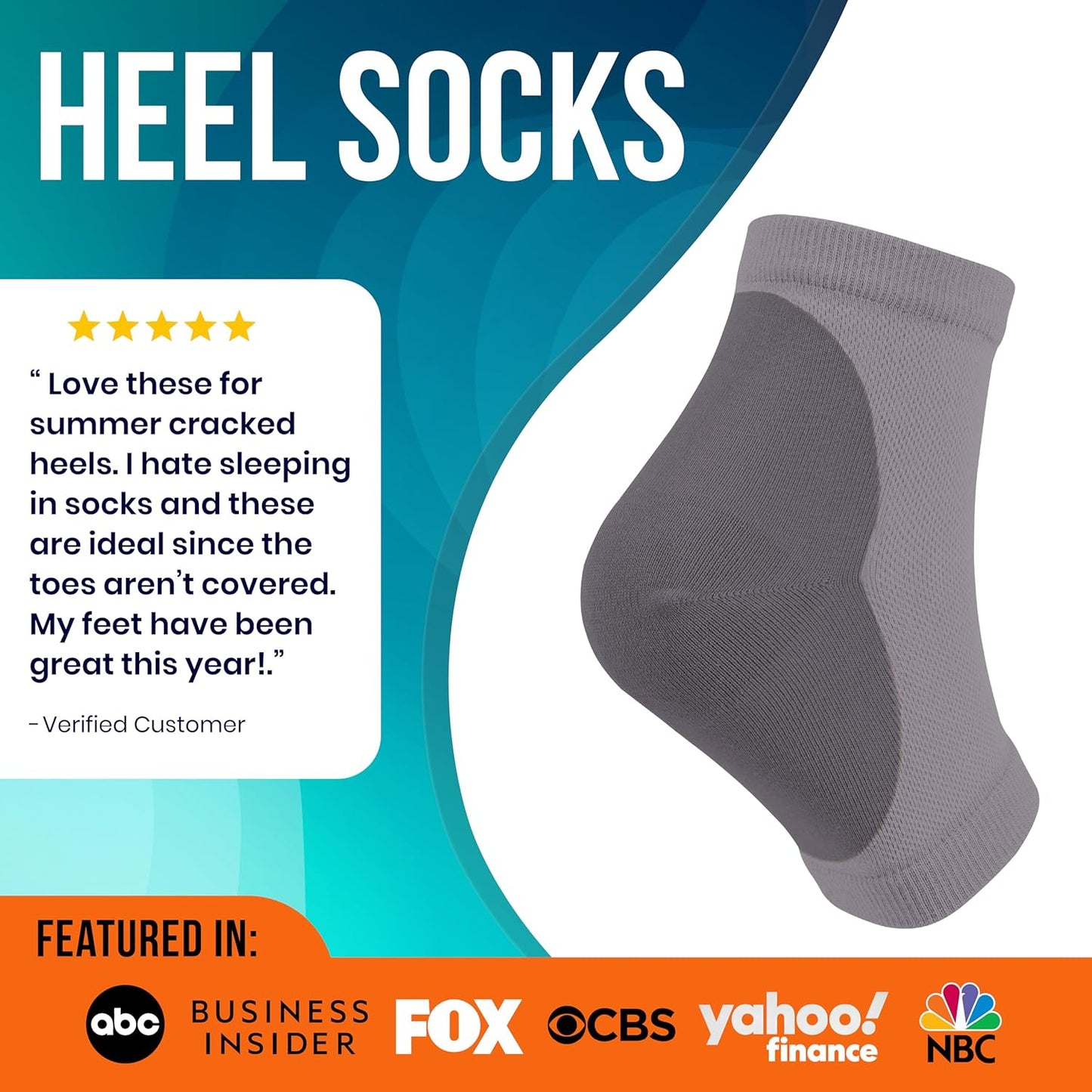 4-Pack Moisturizing Heel Socks for Cracked Heels - Gel Socks for Dry Cracked Feet Repair - Silicone Socks for Women and Men Foot Treatment & Overnight Hydration (Gray)