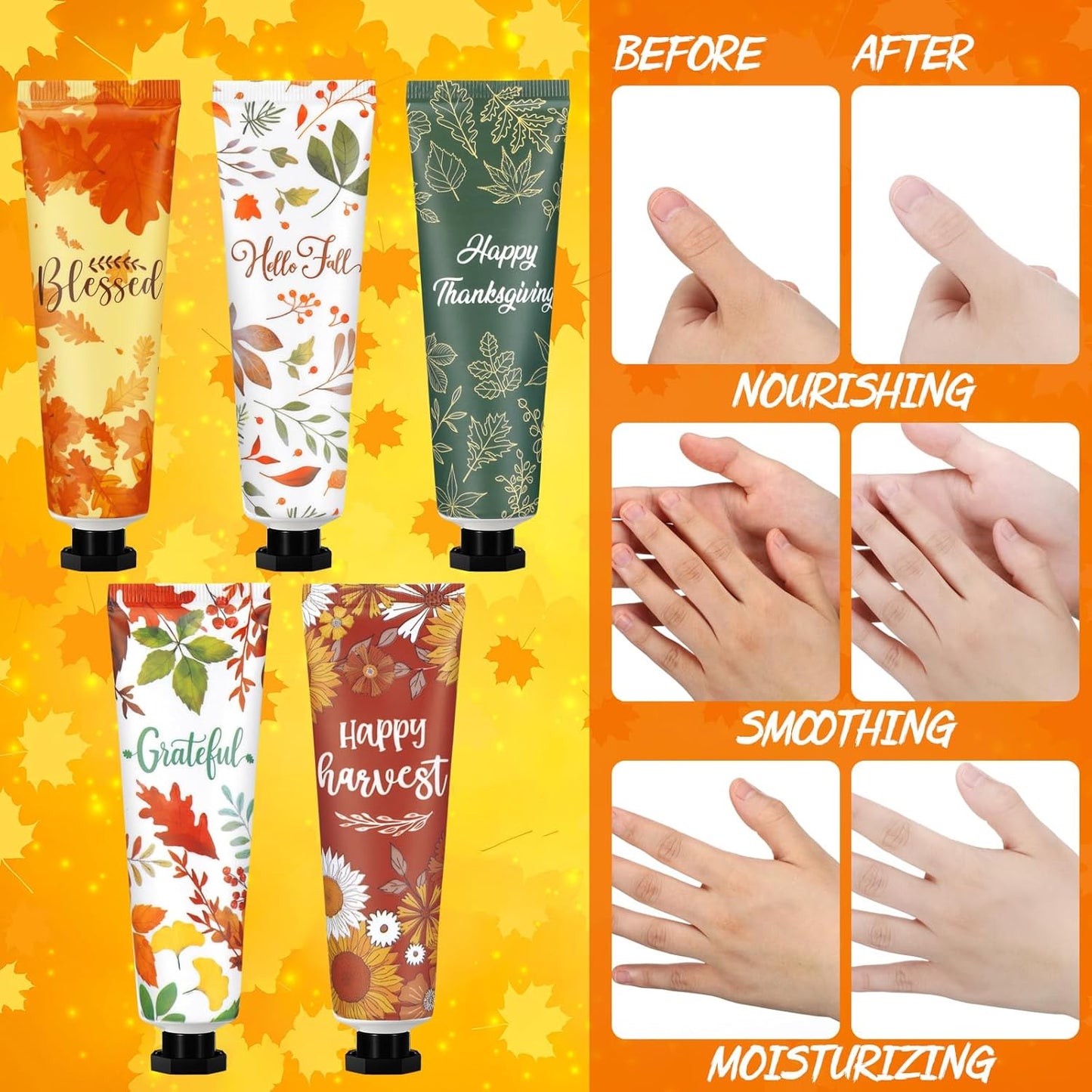 40 Pcs Thanksgiving Fall Hand Lotion Gifts Bulk for Women Maple Leaves Hand Cream 30ml Natural Botanical Fragrance Mini Lotion for Chapped Hands Travel Thanksgiving Autumn Party Supplies