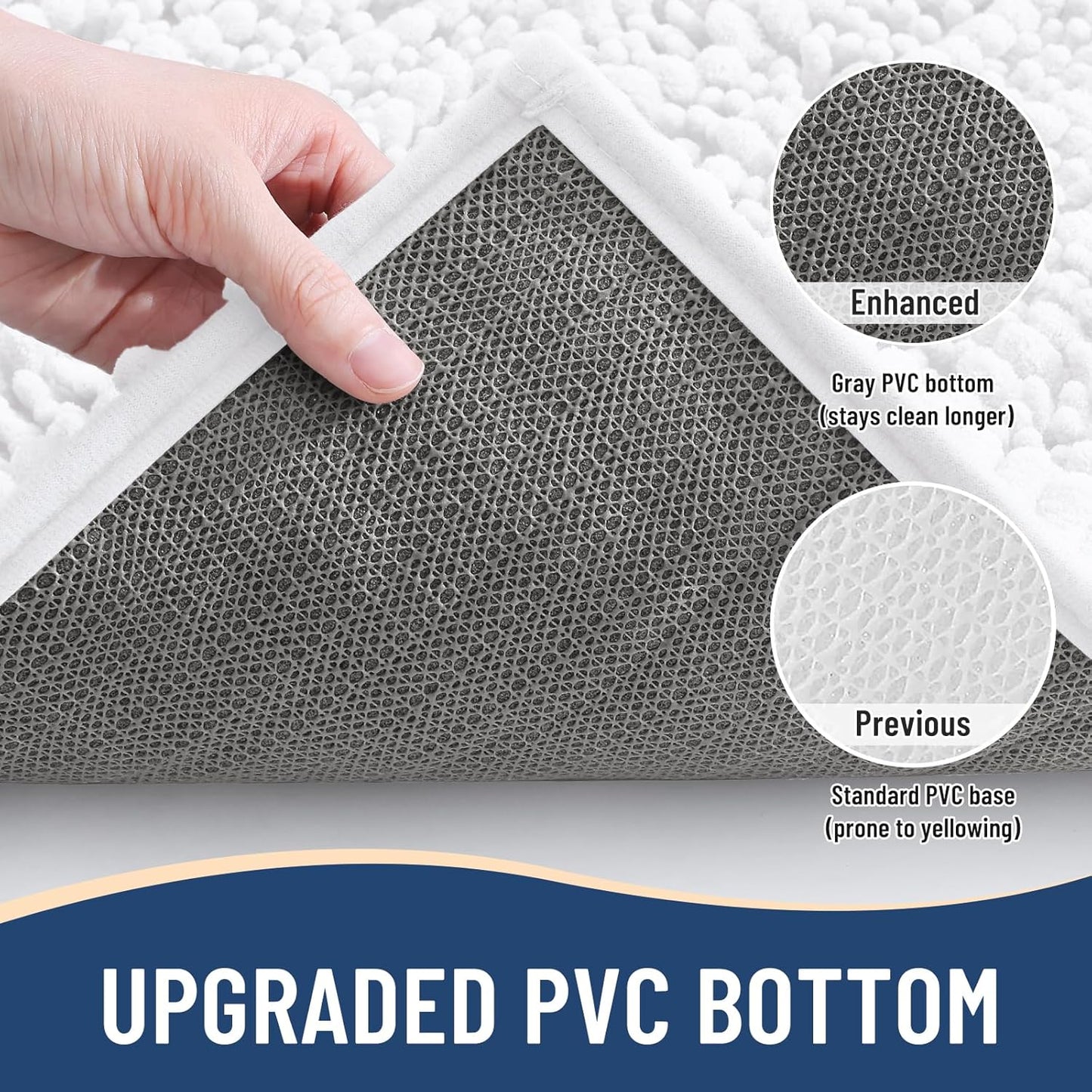 Arotive Luxury Chenille Toilet Rugs U-Shaped, Extra Soft Thick Absorbent Bathroom Mat, Non-Slip Shaggy Plush Contour Rugs, Machine Wash Dry Bath Mat for Toilet Base, 24x24, White