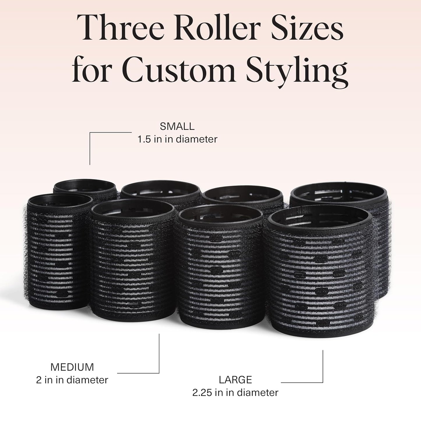 Kitsch Ceramic Thermal Hair Rollers for Women – Self Grip Hair Curlers for Heatless Curls Overnight - Volumizing Large Rollers for Short & Long Hair - For Long Lasting Frizz-Free Curls - Black, 8pcs