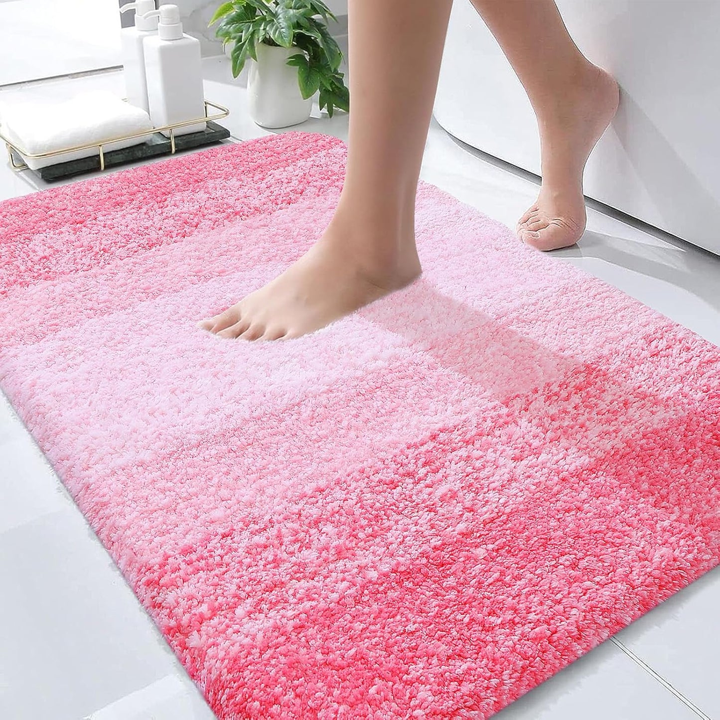 OLANLY Bathroom Rugs Mat 30x20, Extra Soft Absorbent Microfiber Bath Rugs, Rubber Backing, Quick Dry, Machine Washable Bath Mats for Bathroom Floor, Tub and Shower, Home Decor Accessories, Pink