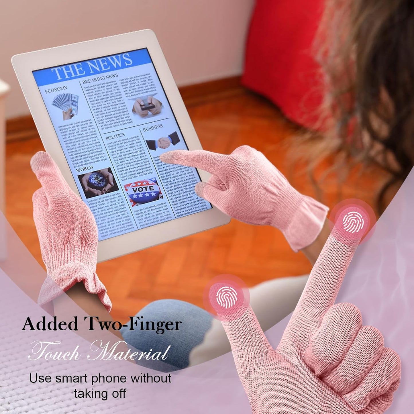 MIG4U Moisturizing Beauty Gloves Touchscreen Overnight Sleeping Glove for Women Dry Hands, Nighttime Lotion, Eczema, SPA, Cosmetic Treatment, Pink 3 Pairs Size S/M