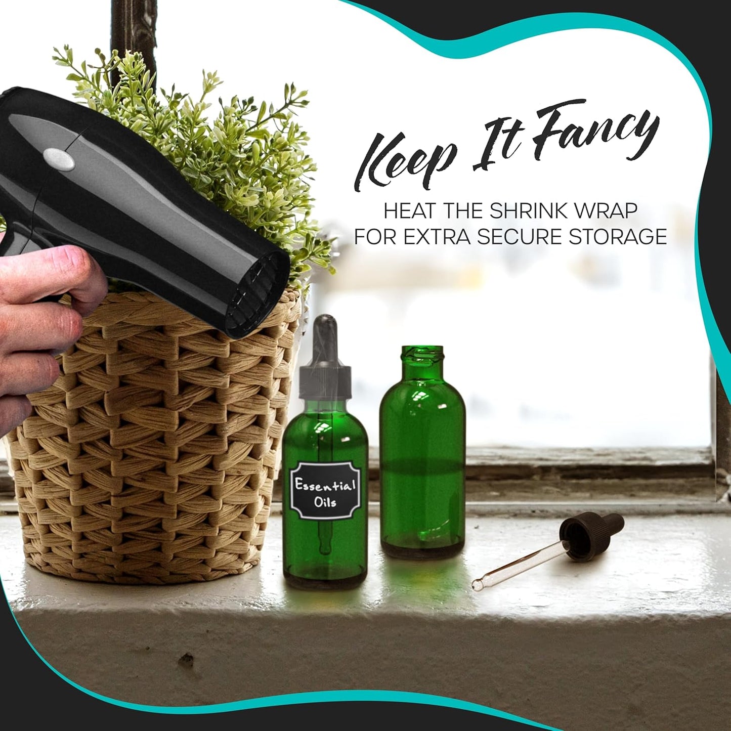 Nevlers 4 Oz Green Glass Dropper Bottle 24 PK | Leakproof Eye Droppers for Oils | Glass Tincture Bottles with Dropper, Shrink Wrap, Funnel, Brush, Marker & Labels | Eye Drop Dispenser Hair Oil Bottle