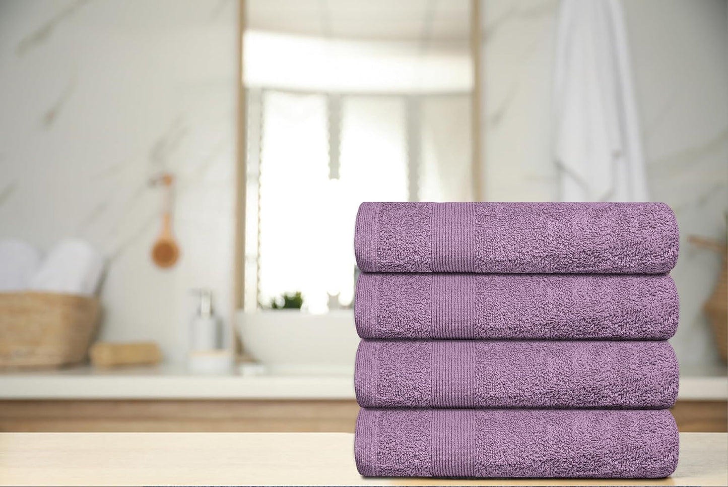 Premium Hand Towels Pack of 6 (16" x 30”) 100% Combed Ring Spun Cotton | Highly Absorbent Hand Towels Set | Ultra Soft for Home, Gym & Spa (Purple Ash)