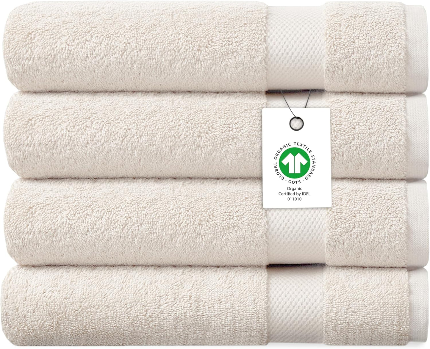 Delara Organic Cotton Luxuriously Plush Bath Sheet Pack of 4 | GOTS & OEKO-TEX Certified | Premium Hotel Quality Towels | Feather Touch Technology|650 GSM Long Staple|Soft, Quick Dry & Ultra-Absorbent