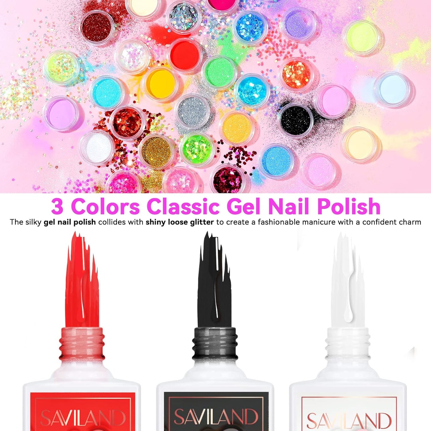 SAVILAND Acrylic Nail Kit with U V Light – Acrylic Nail Set Christmas Gift Set with Acrylic Powder and Liquid Set Acrylic Nail Brush Practice Finger Portable Nail Drill for Nails Kit Set for Home DIY
