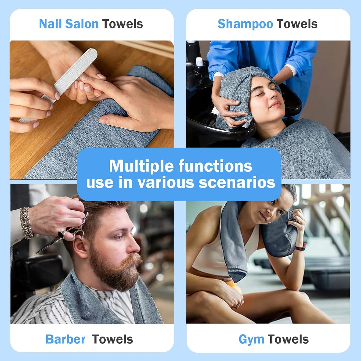 Grey Salon Towels, Super Soft and Absorbent Microfiber Hair Towel for Salon, Bath, Spa, Pool and Home, 27 inch X 16 inch (Grey - 6 Pack)